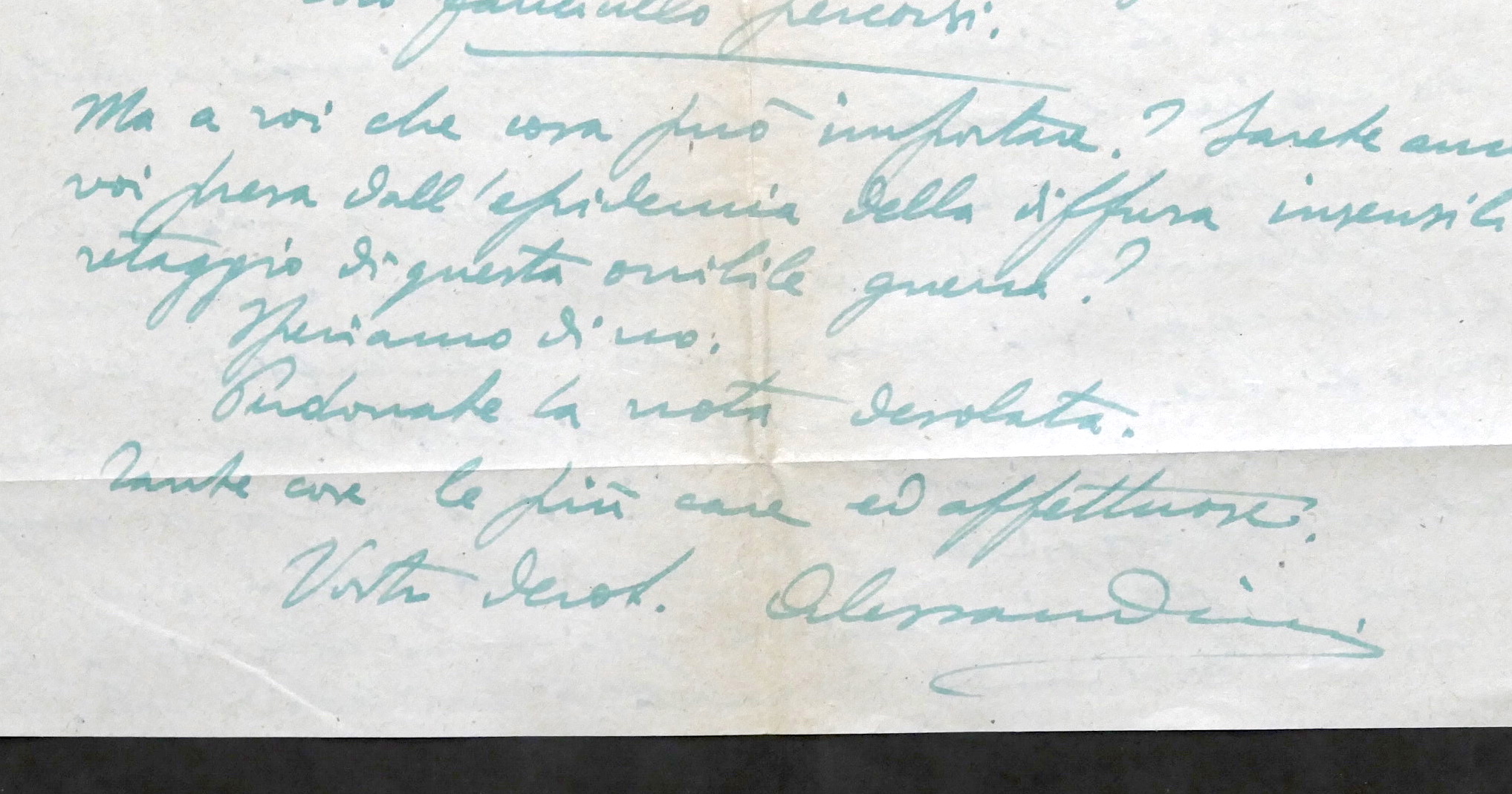 Lettera manoscritta autografo del poeta Garibaldo Alessandrini - 1946