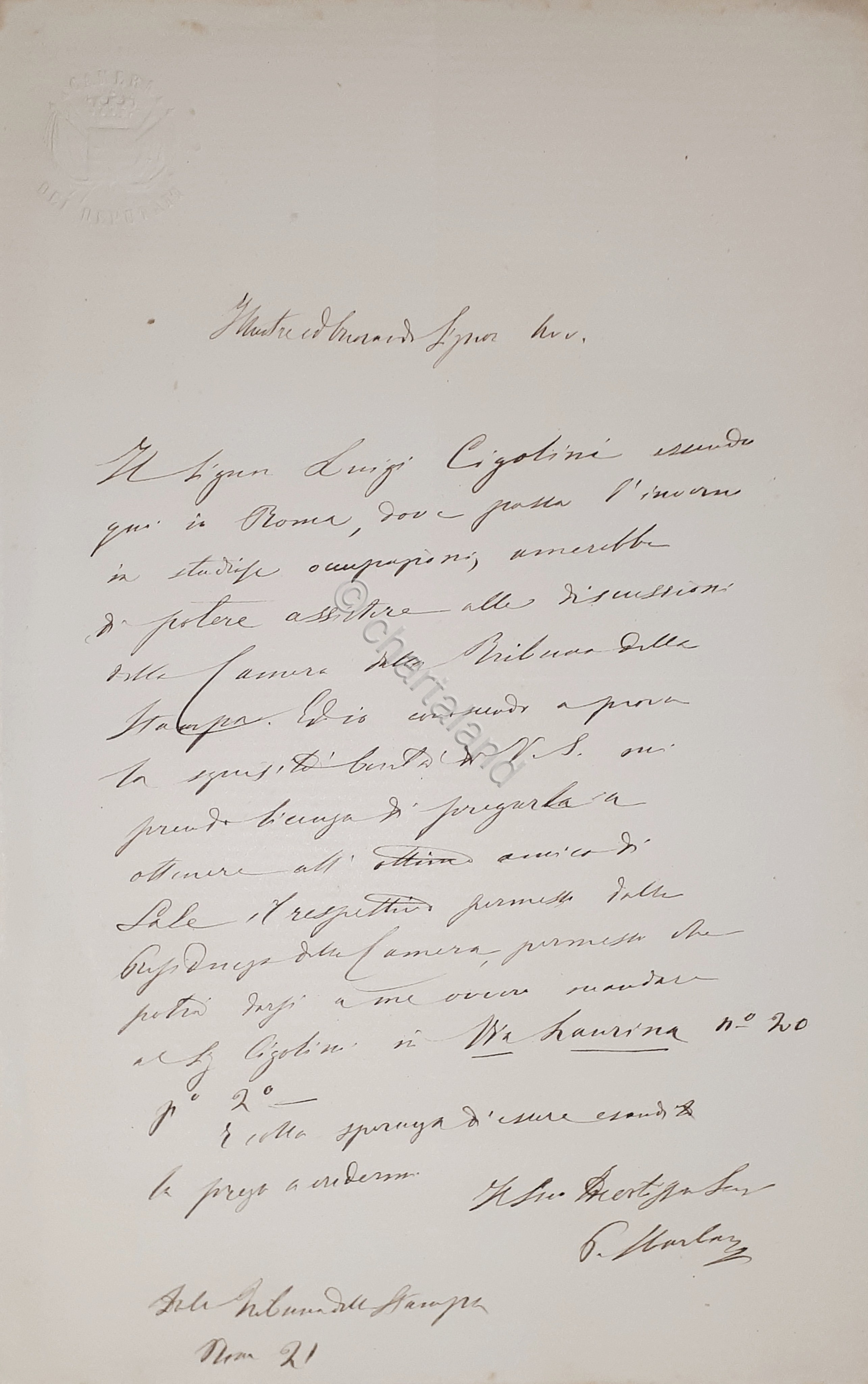 Lettera manoscritta con autografo - Giornalista Pietro Sbarbaro - 1880 …