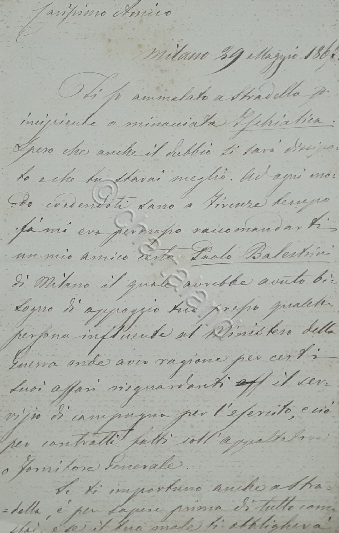 Lettera manoscritta con autografo - Medico Patriota italiano Pietro Lazzati …