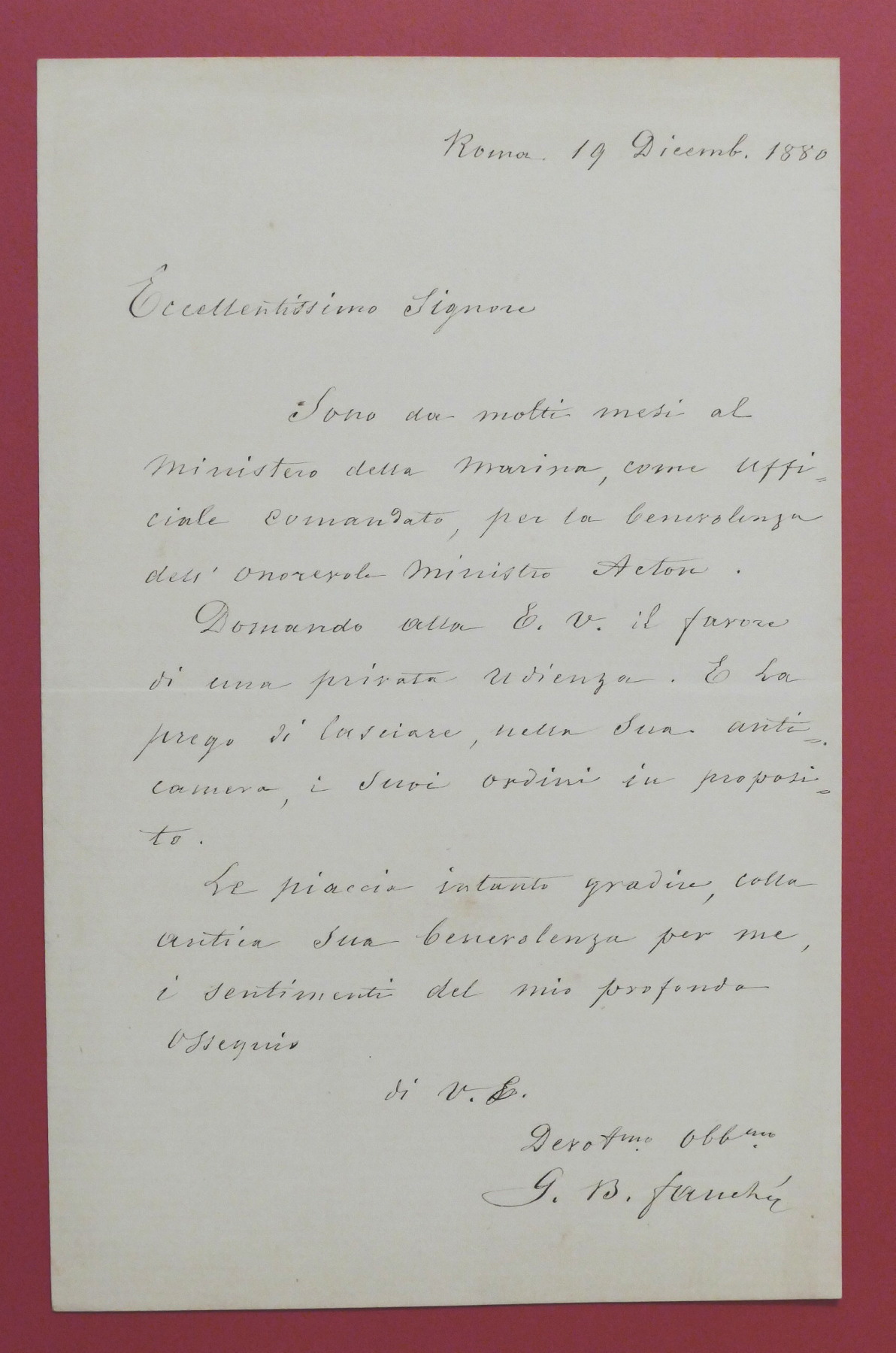 Lettera manoscritta con autografo del patriota Giovanni Battista Fauché - …