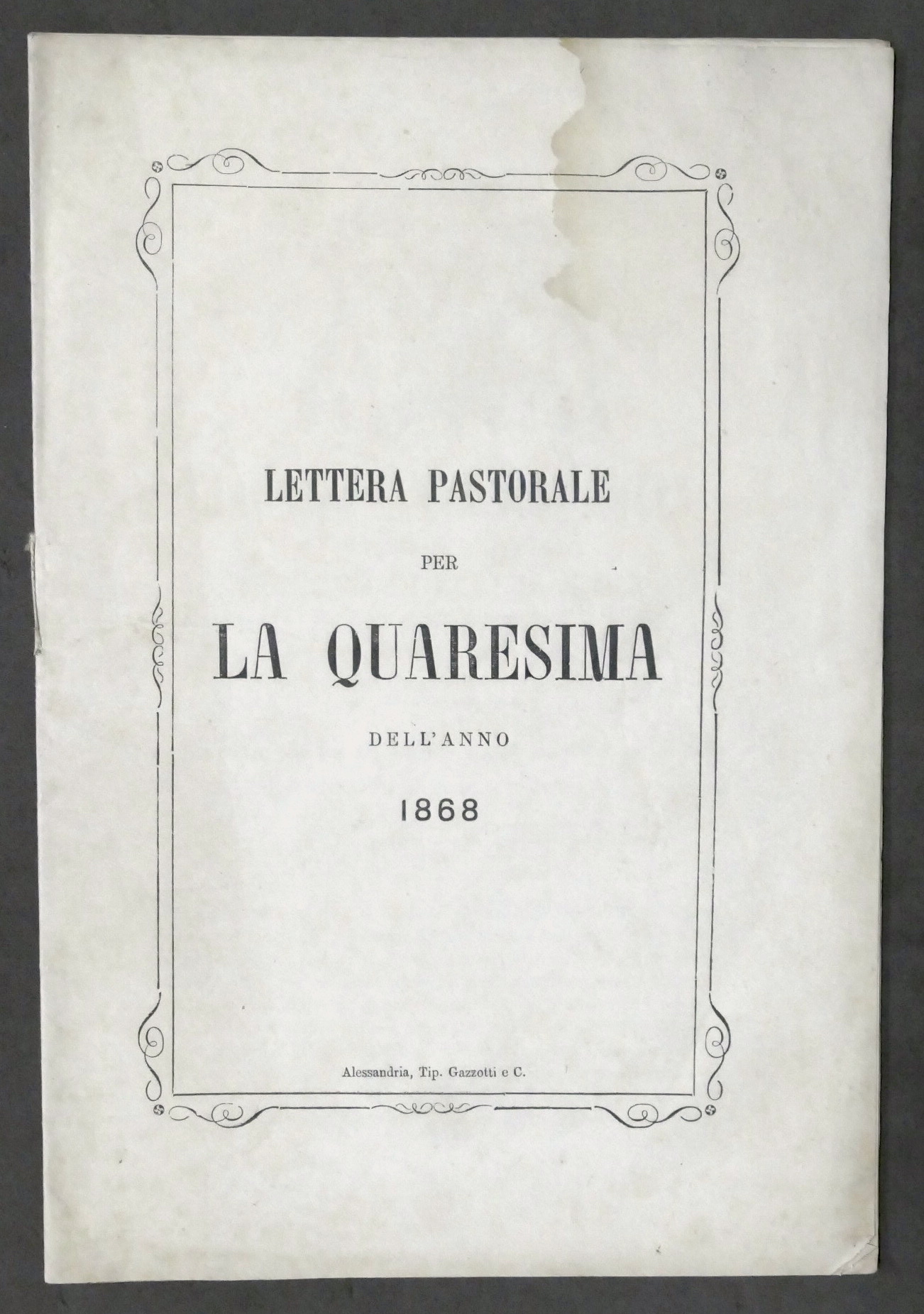 Lettera pastorale per la Quresima del vescovo di Alessandria G. …