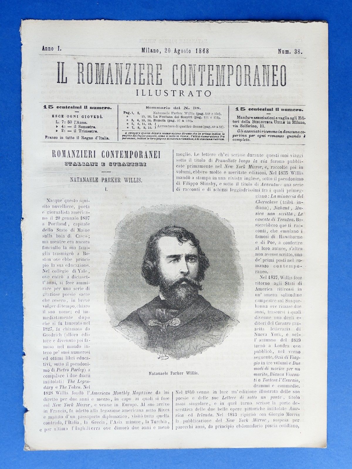 Letteratura Il romanziere contemporaneo illustrato Anno I N° 38 - …