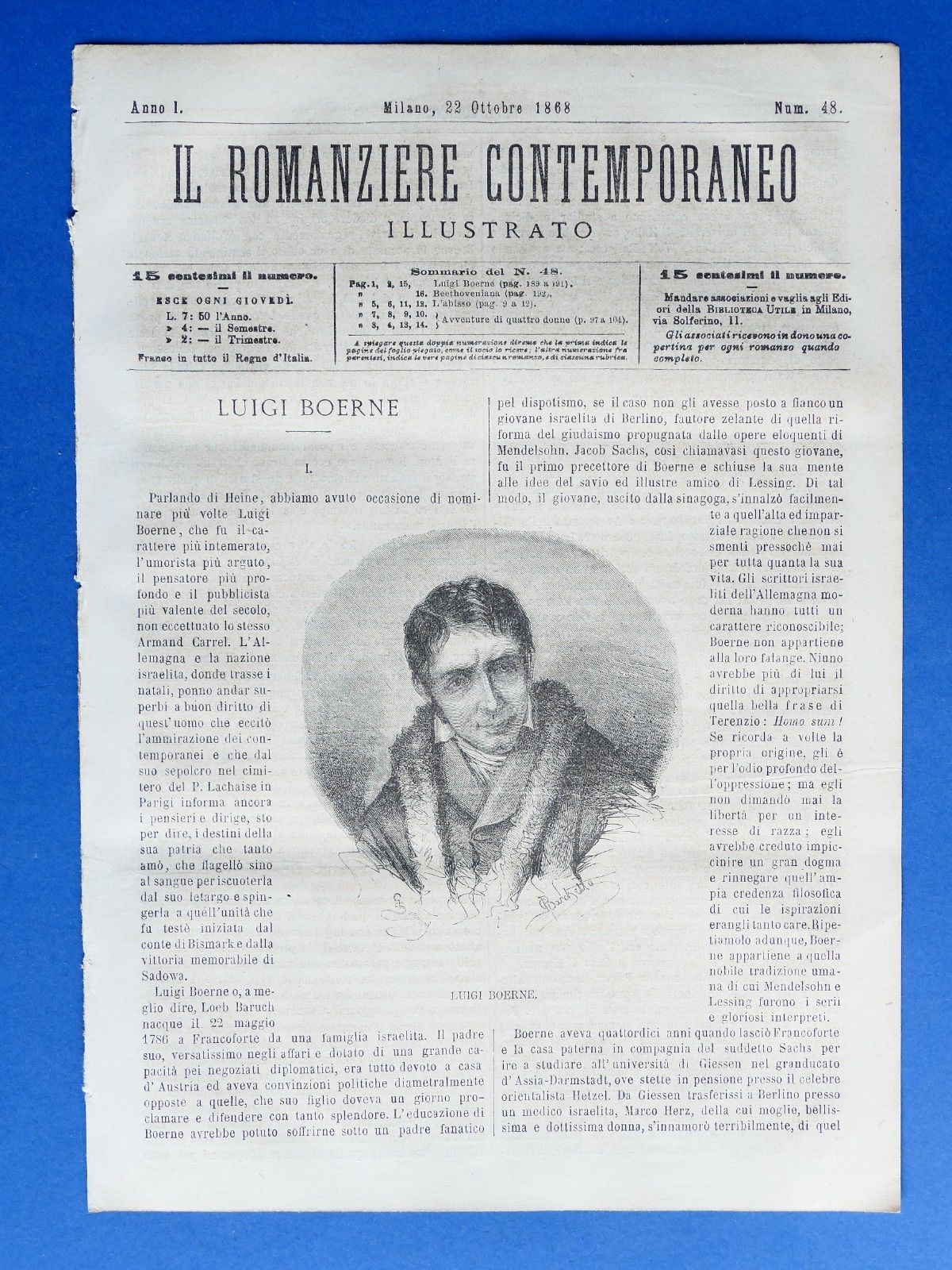 Letteratura Il romanziere contemporaneo illustrato Anno I N° 48 - …