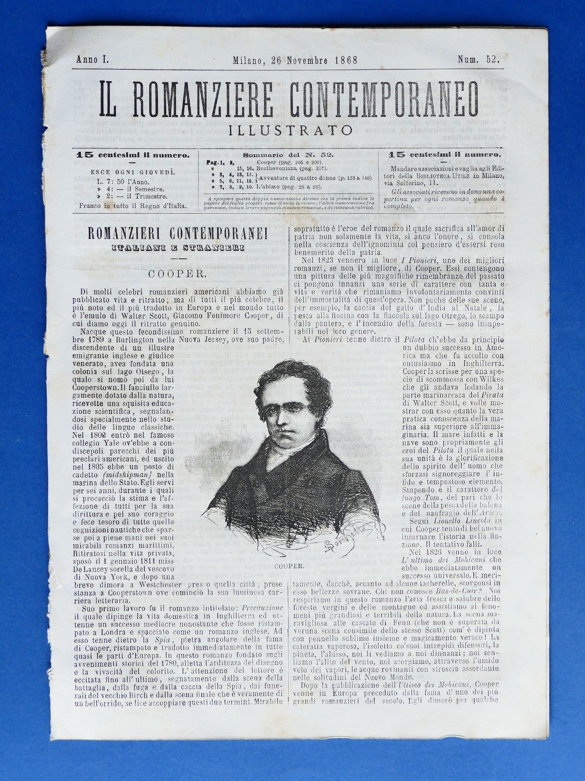 Letteratura Il romanziere contemporaneo illustrato Anno I N° 52 - …