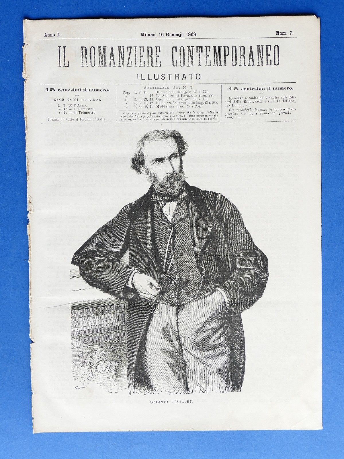 Letteratura Il romanziere contemporaneo illustrato Anno I N° 7 1868 …