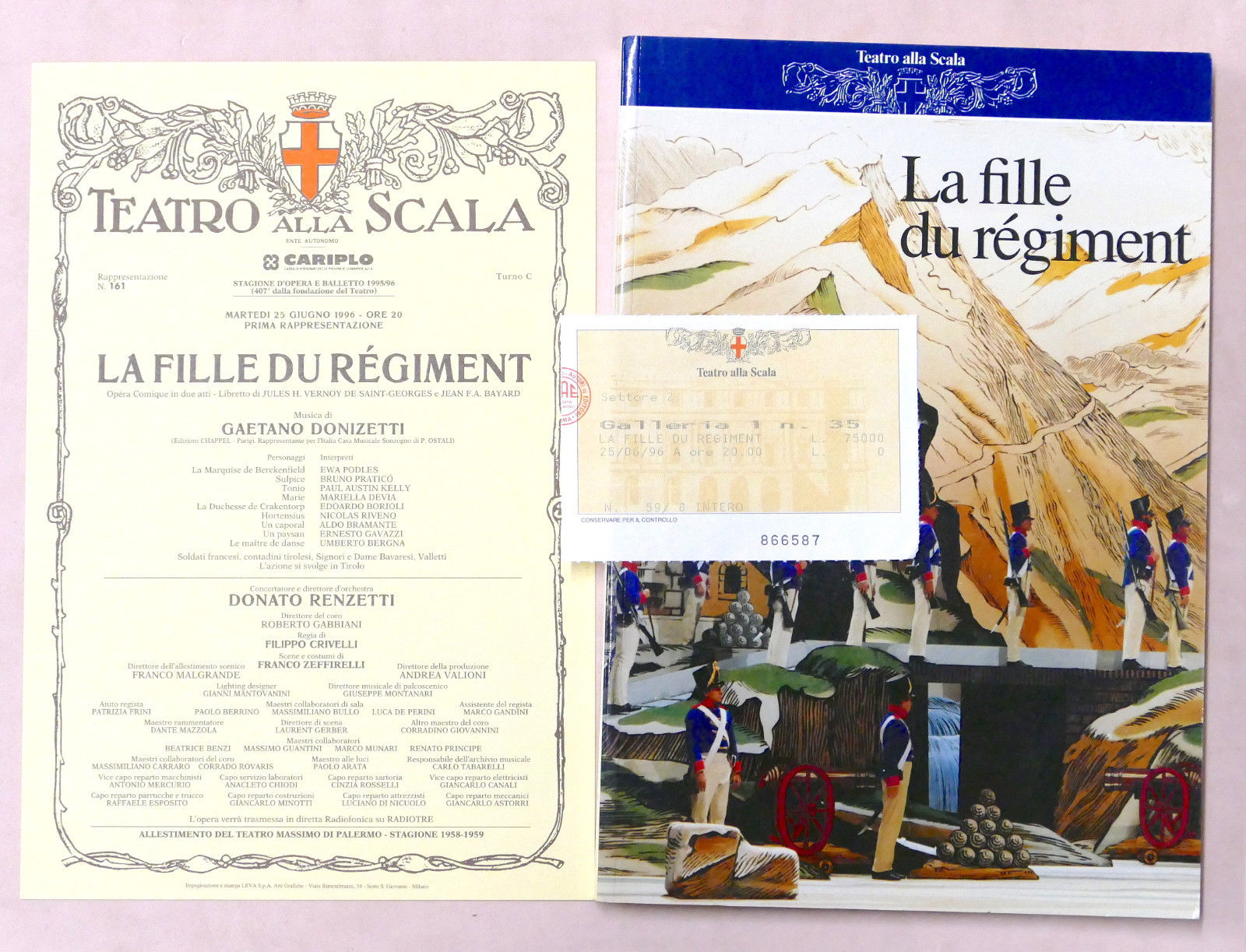 Libretto, locandina e biglietto Opera La fille du règiment - …