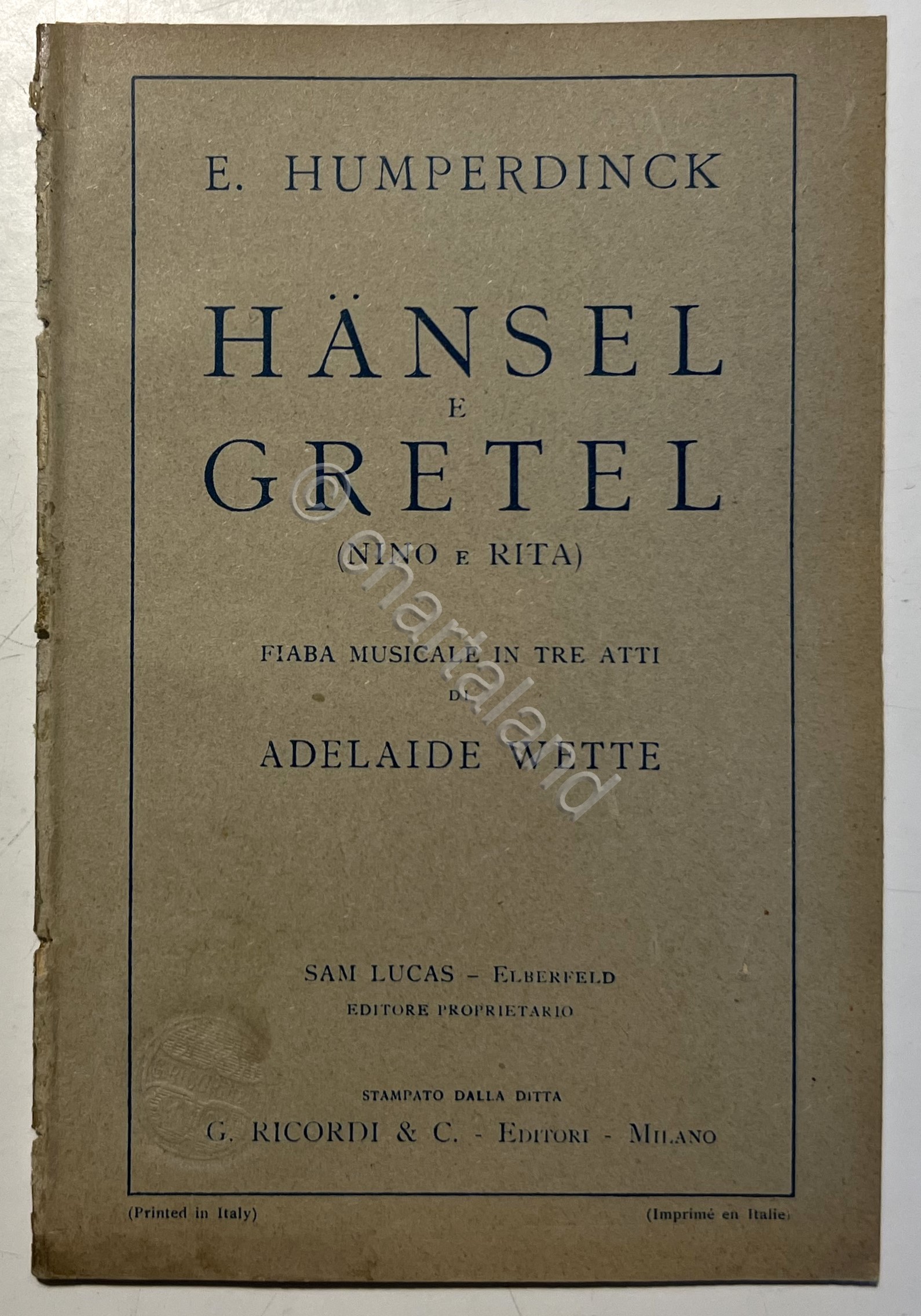 Libretto Opera - E. Humperdinck - Hansel e Gretel ( …