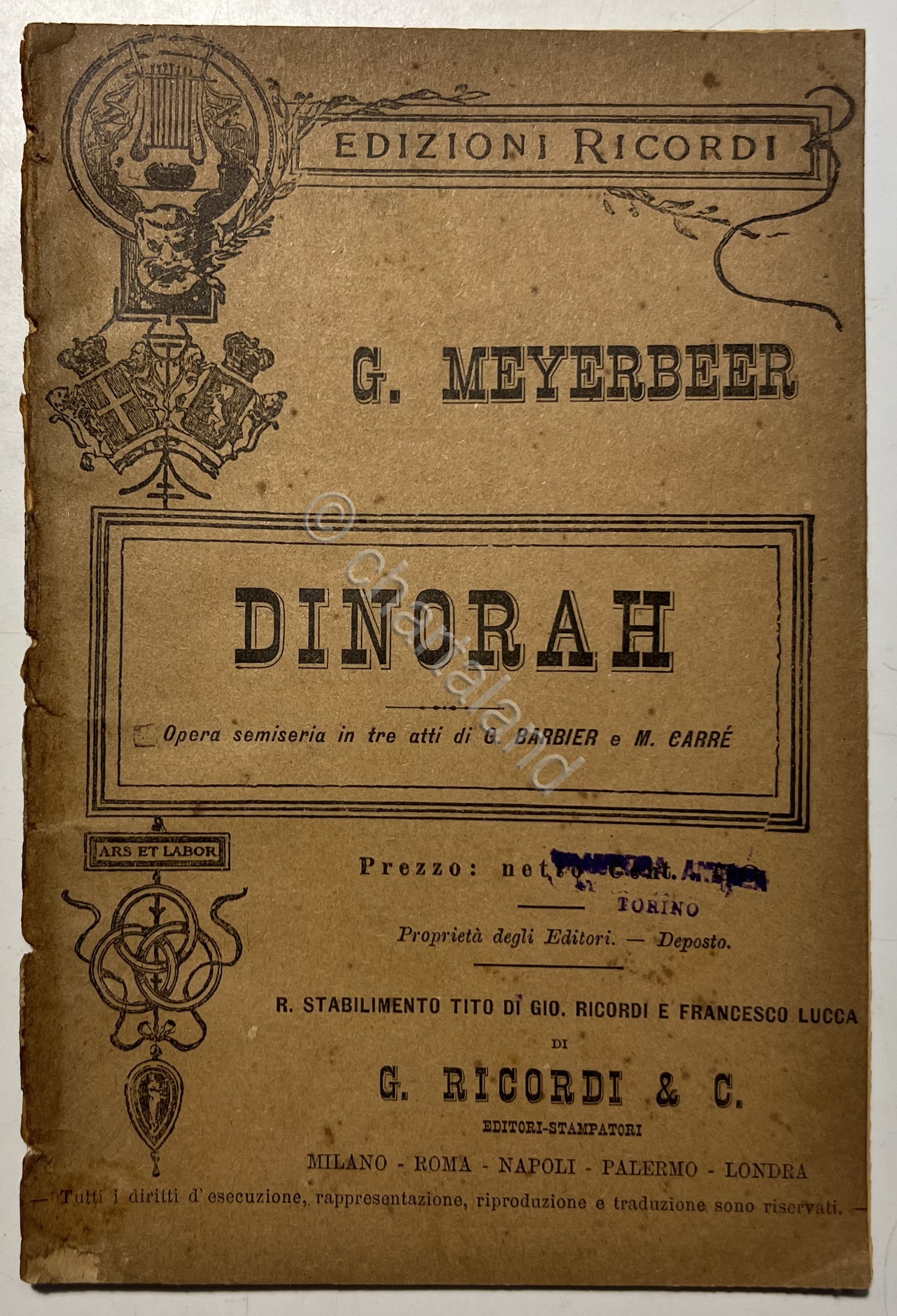 Libretto Opera - G. Meyerbeer - Dinorah - Opera Semiseria …