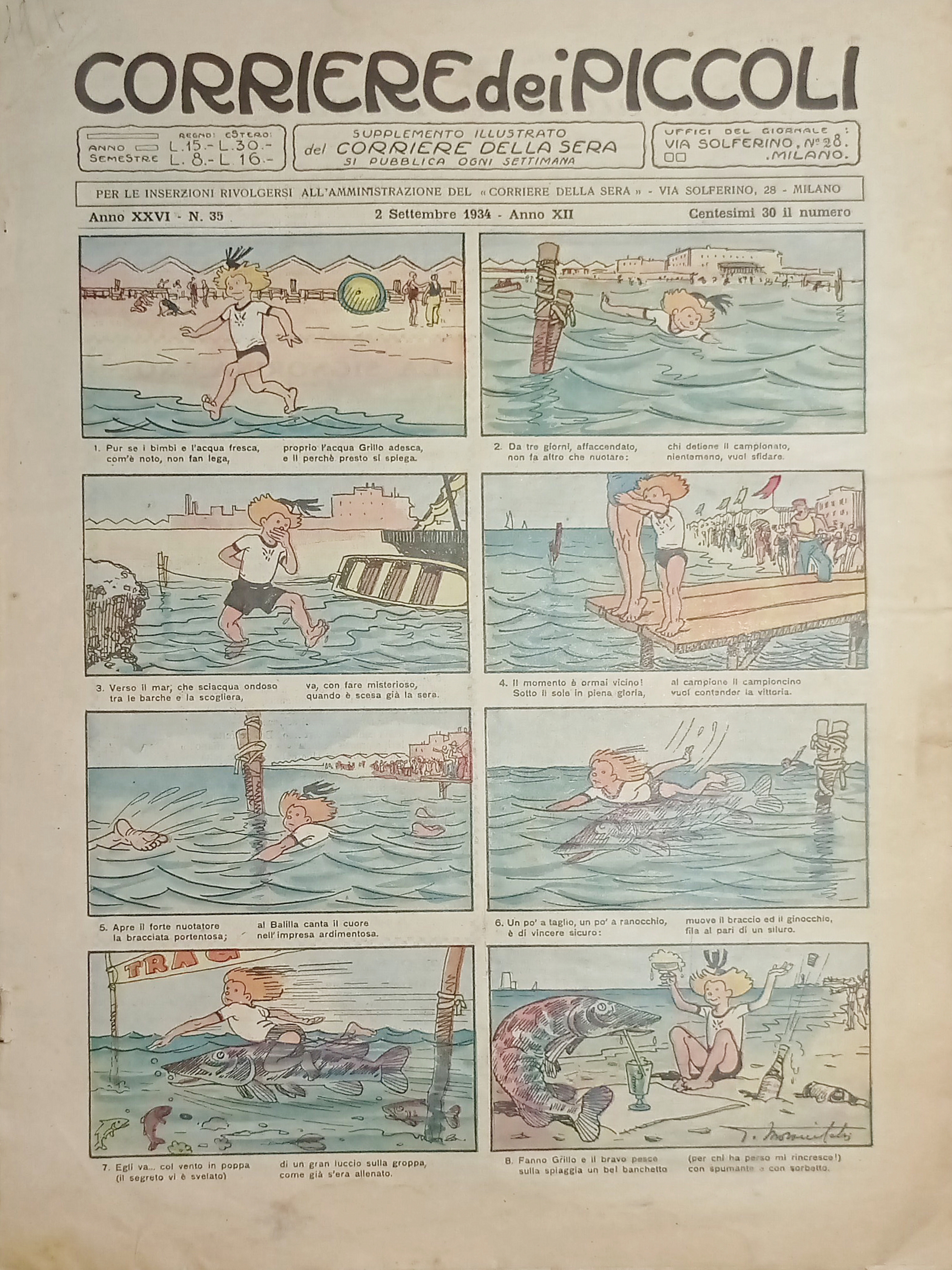 Libri Ragazzi - Corriere dei Piccoli N.35 - 1934 Copertina …