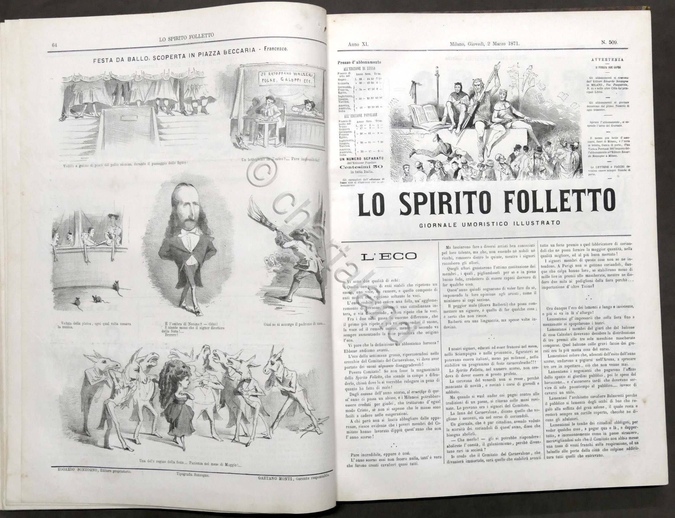 Lo Spirito Folletto - Giornale Umoristico Illustrato - Anno completo …