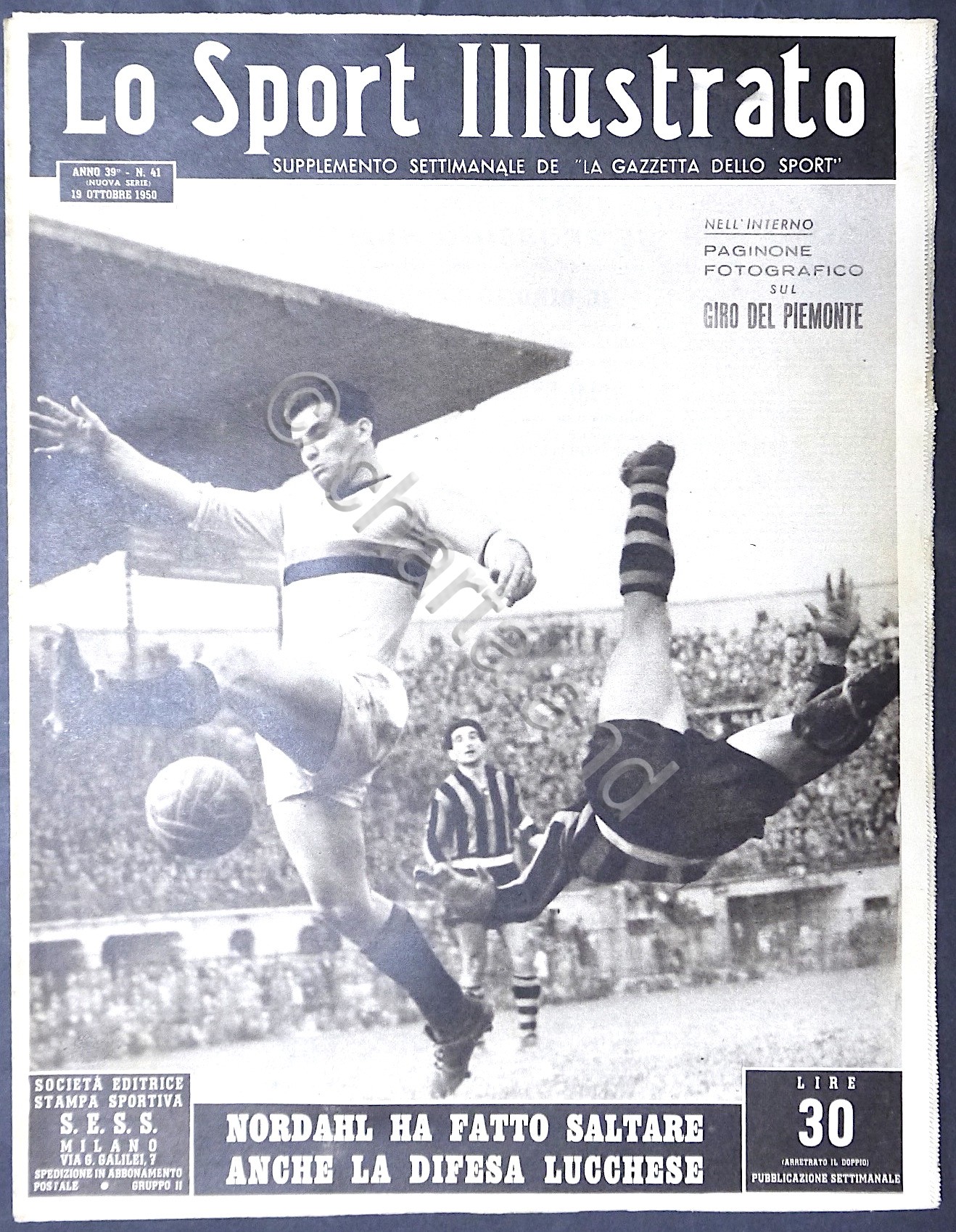 Lo Sport Illustrato N. 41 - 1950 - Nordahl fa …