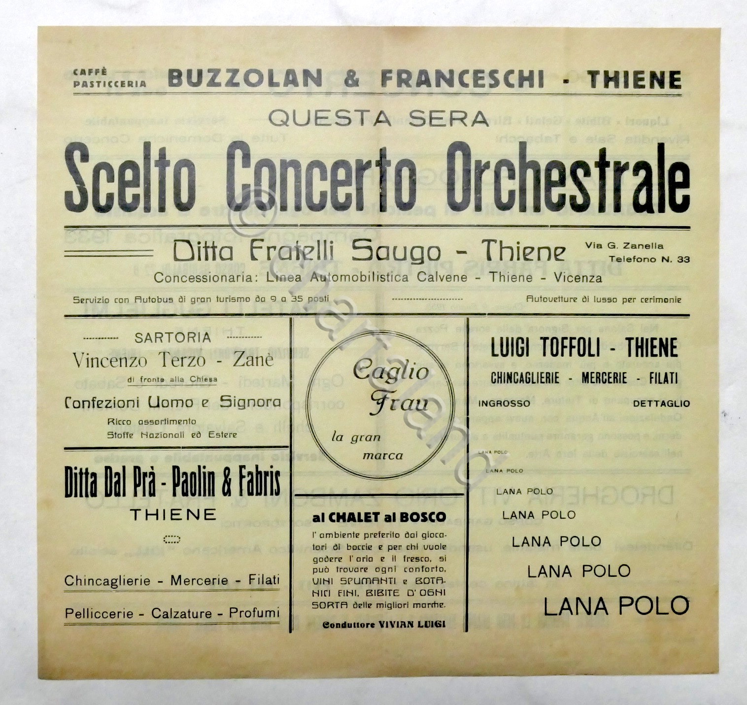 Locandina Caffè Buzzolan di Thiene - Scelto Concerto Orchestrale - …