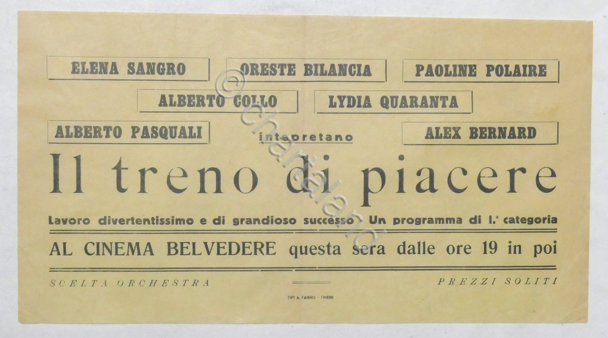 Locandina Cinema Belvedere di Thiene - Film: Il treno do …