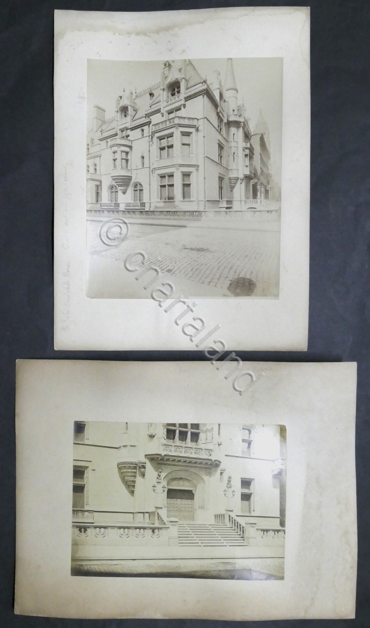 Lot of 2 vintage photographs - Cornelius Vanderbilt II House …