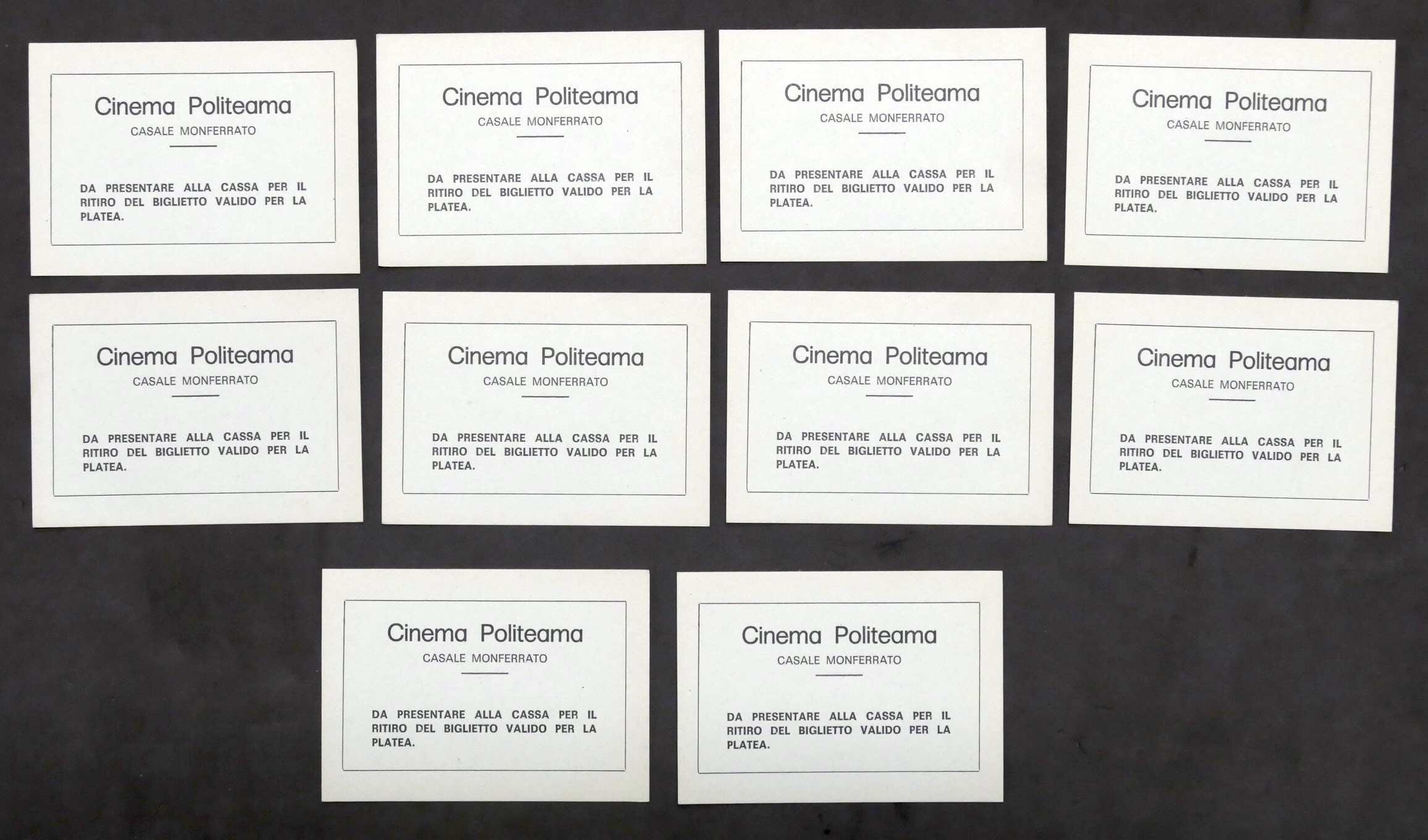Lotto 10 tagliandi ritiro biglietto Cinema Politeama Casale Monferrato anni …