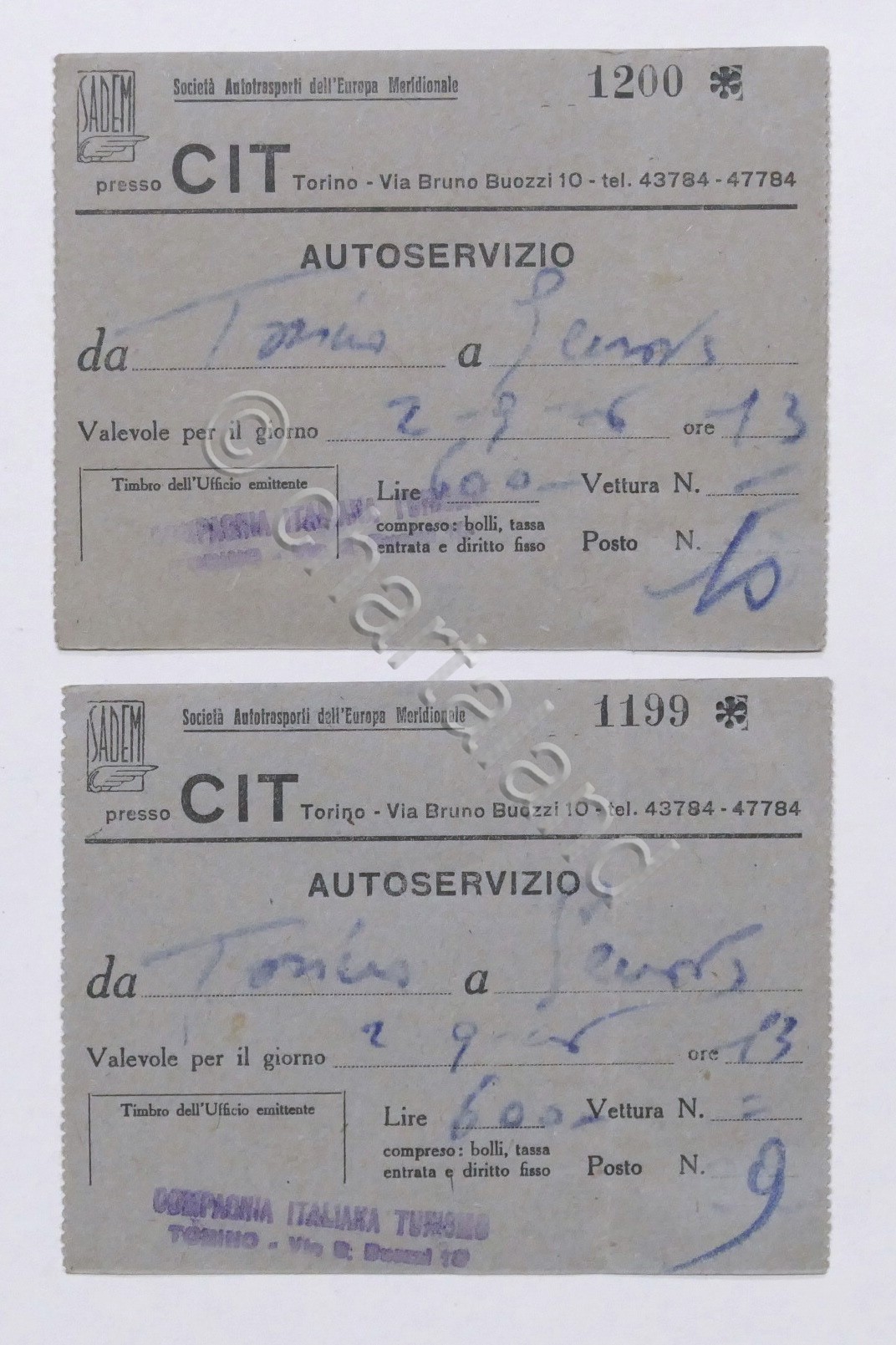 Lotto 2 biglietti Torino - Genova - Autoservizio Sadem - …