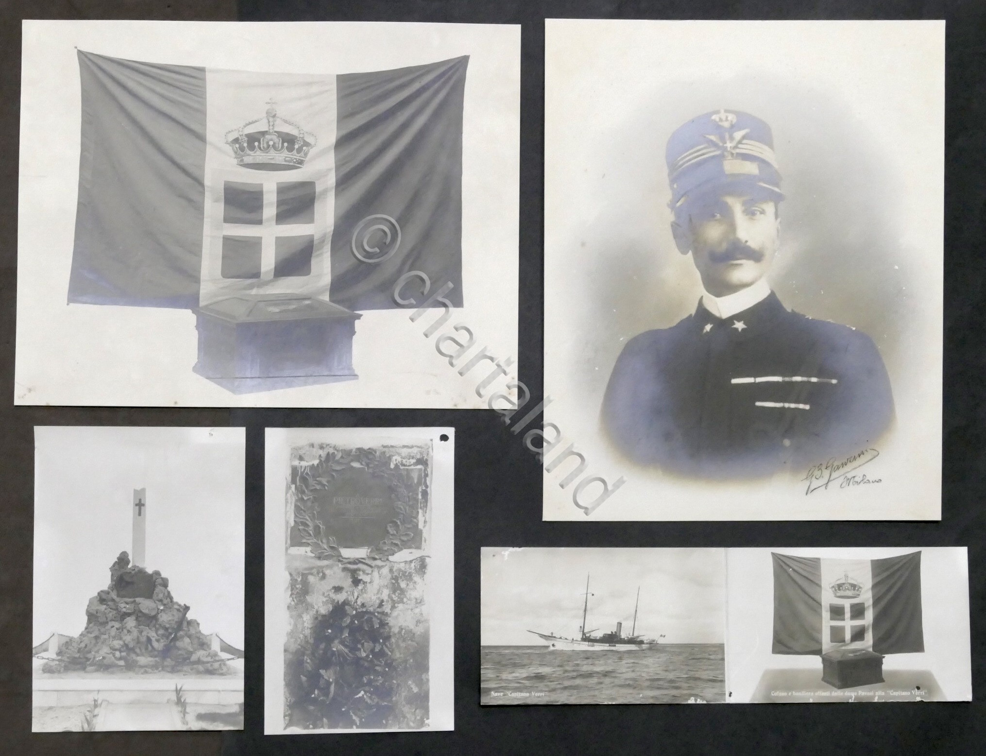 Lotto 4 fotografie Capitano Verri Medaglia d'Oro V.M. + cartolina …