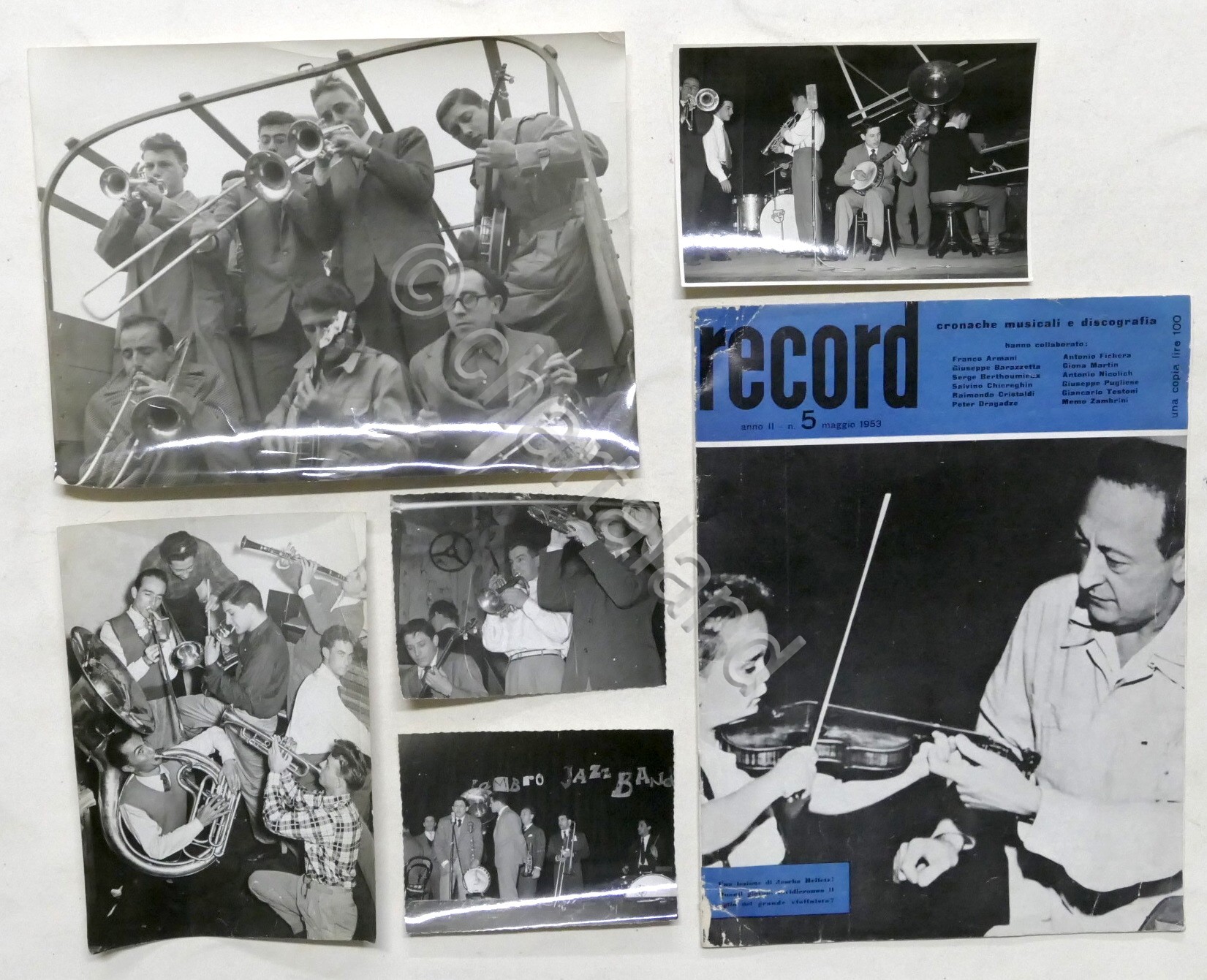 Lotto 5 fotografie Lambro Jazz Band + Rivista Record - …