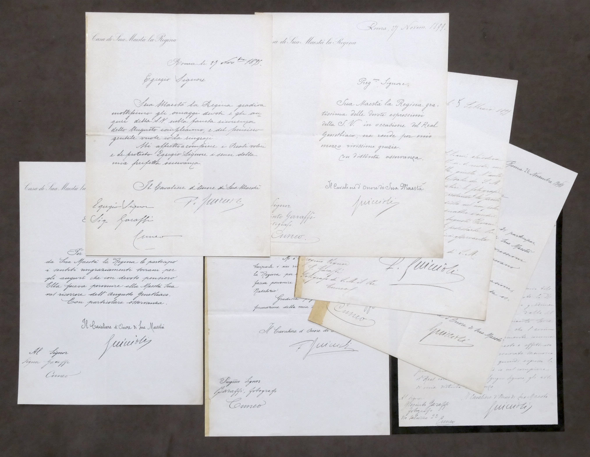 Lotto 7 autografi Ferdinando Guiccioli Cavaliere d'Onore di Sua Maestà …