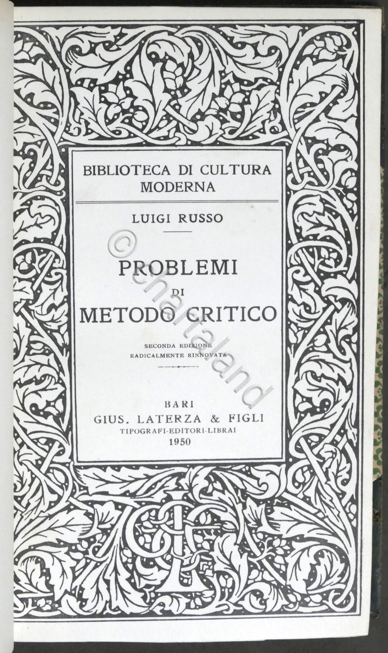 Luigi Russo - Problemi di metodo critico - ed. 1950 …