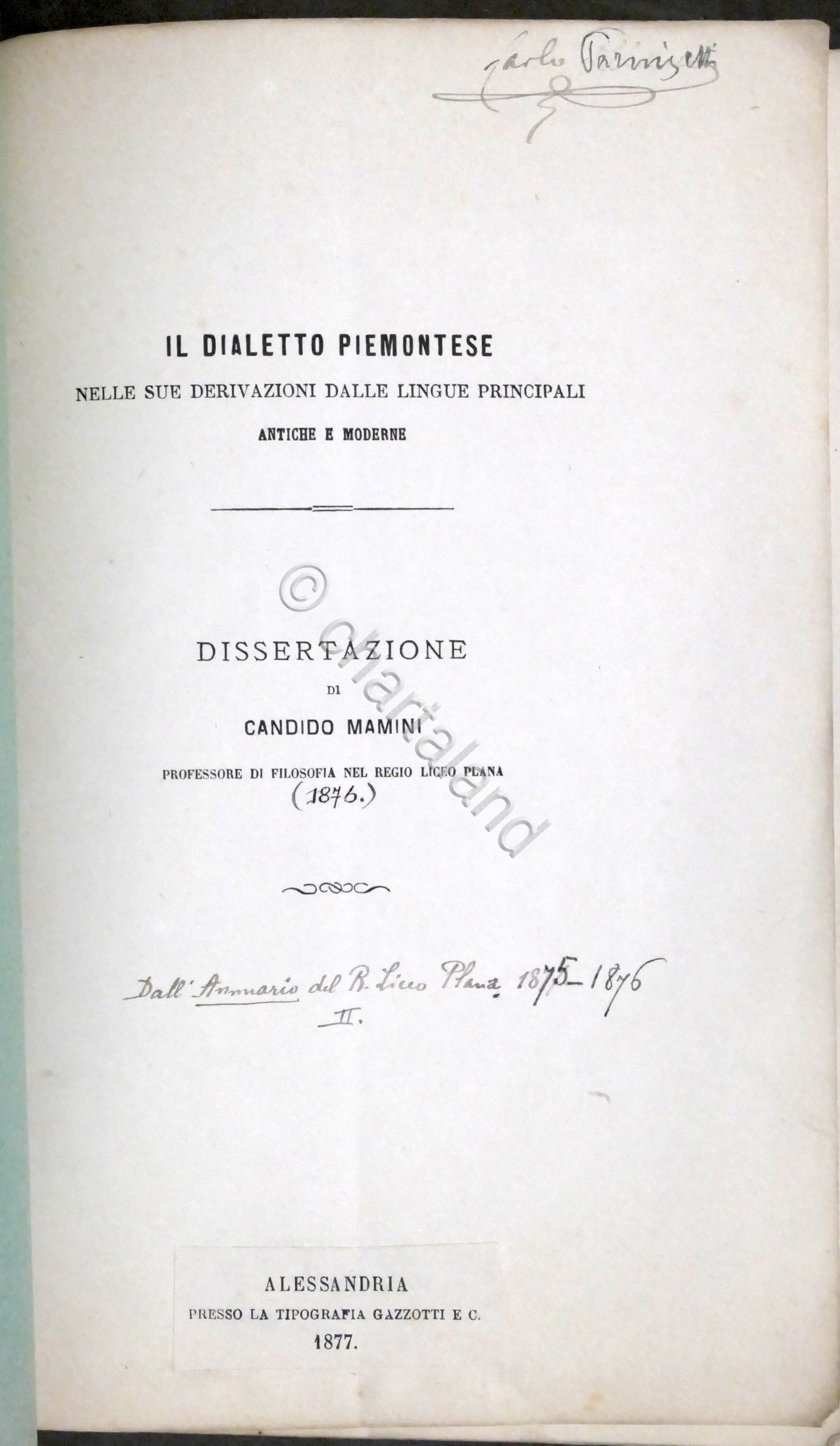 Mamini - Il dialetto piemontese nelle derivazioni dalle lingue principali …