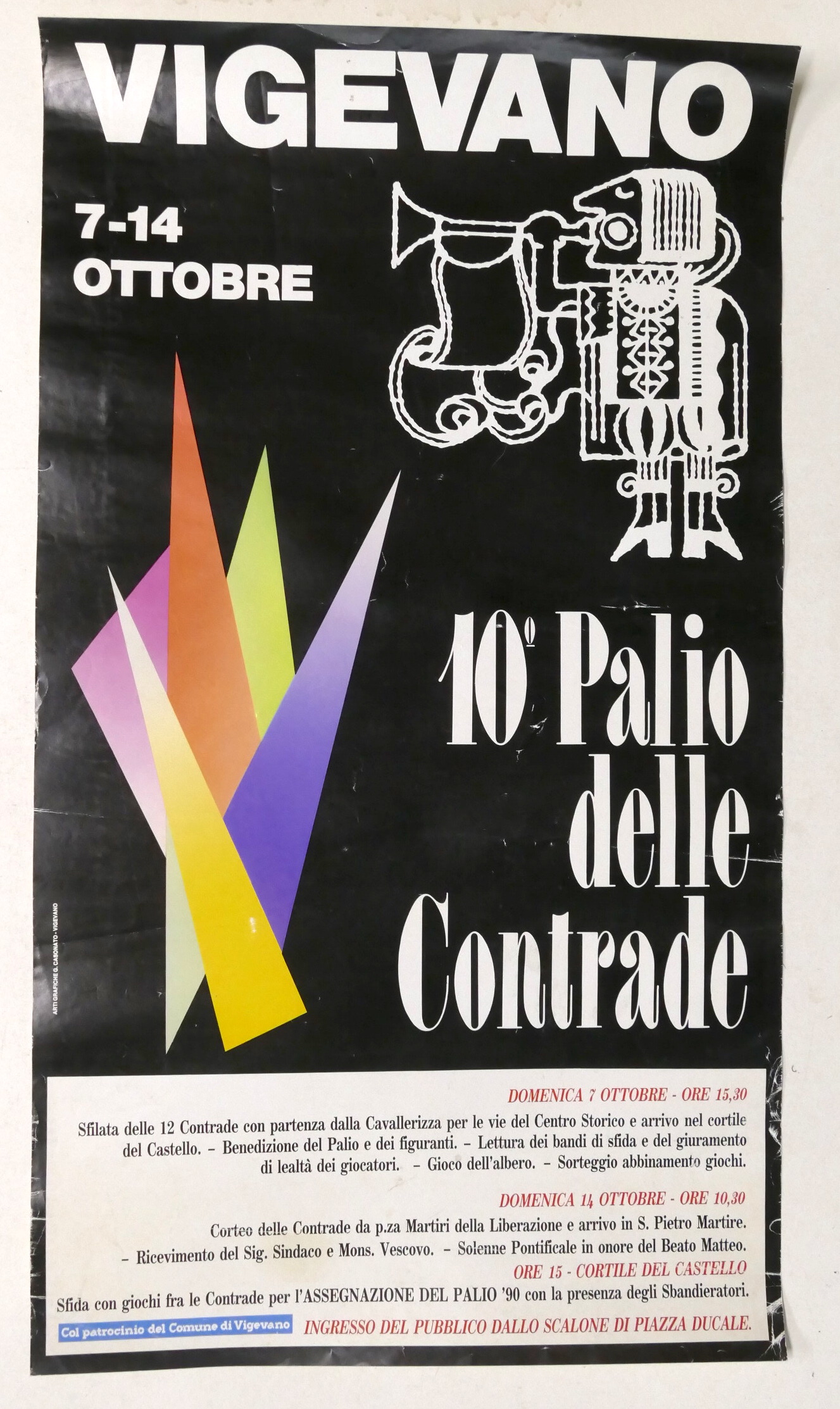 Manifesto 10° Palio delle Contrade di Vigevano - 1990