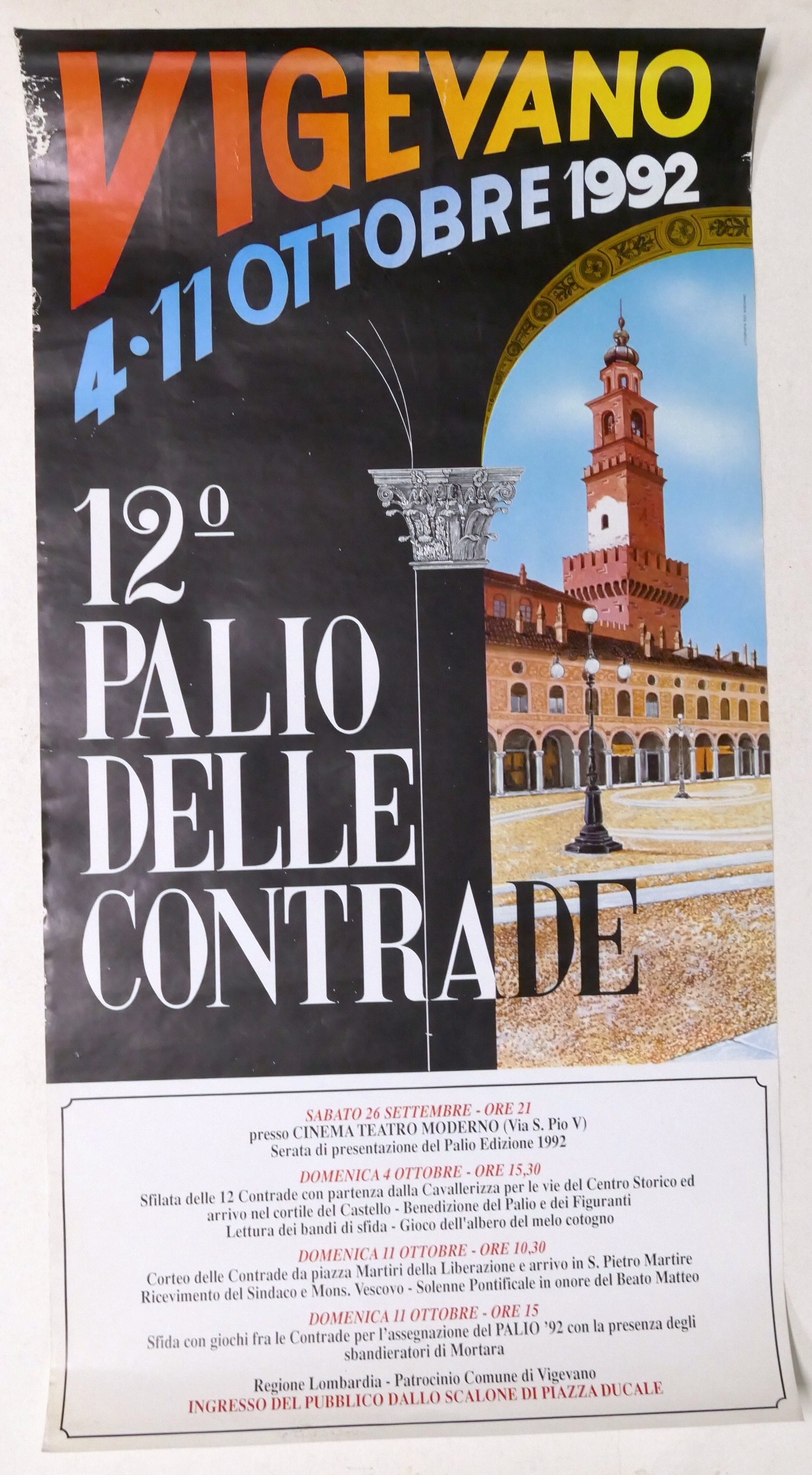 Manifesto 12° Palio delle Contrade di Vigevano - 1992