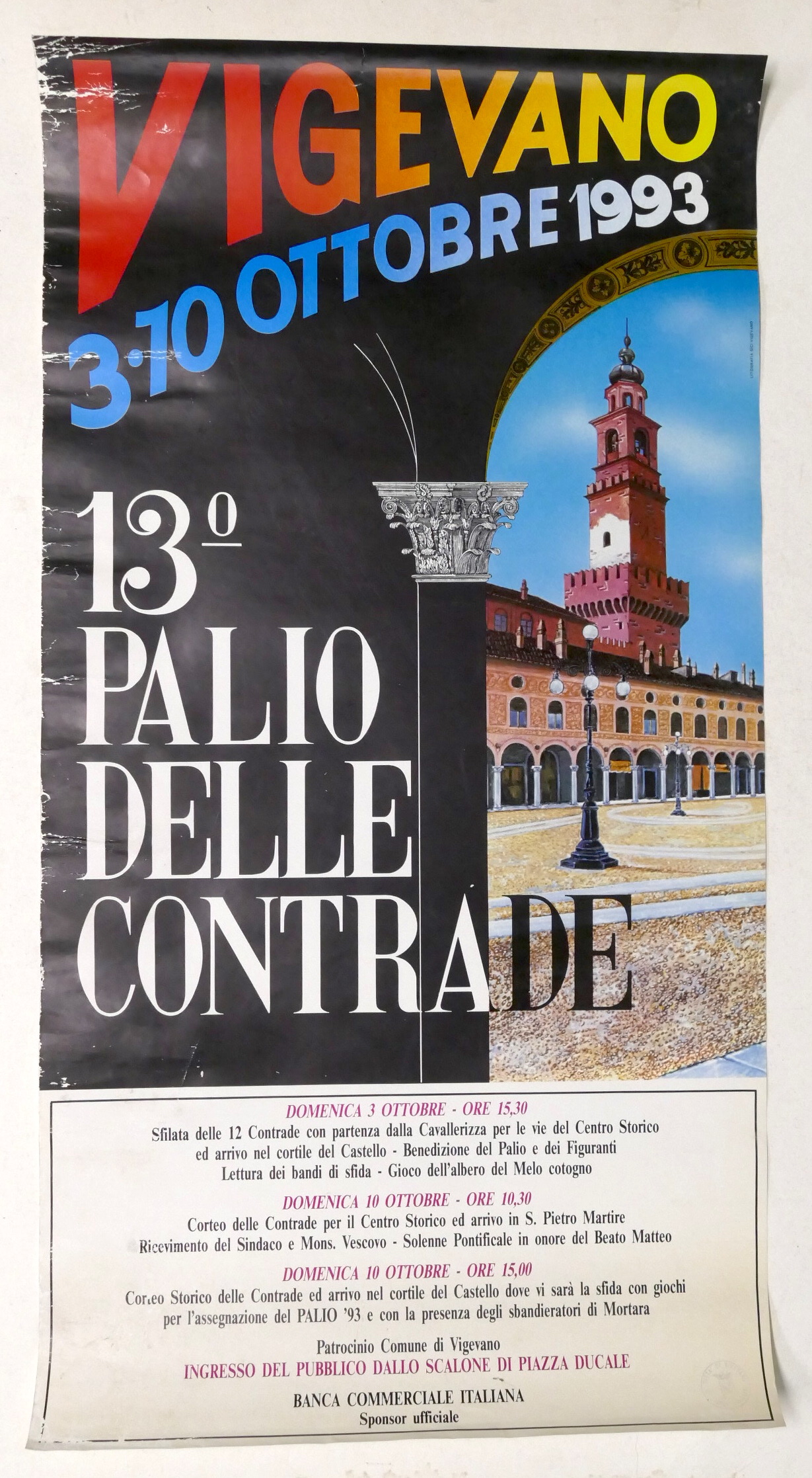 Manifesto 13° Palio delle Contrade di Vigevano - 1993