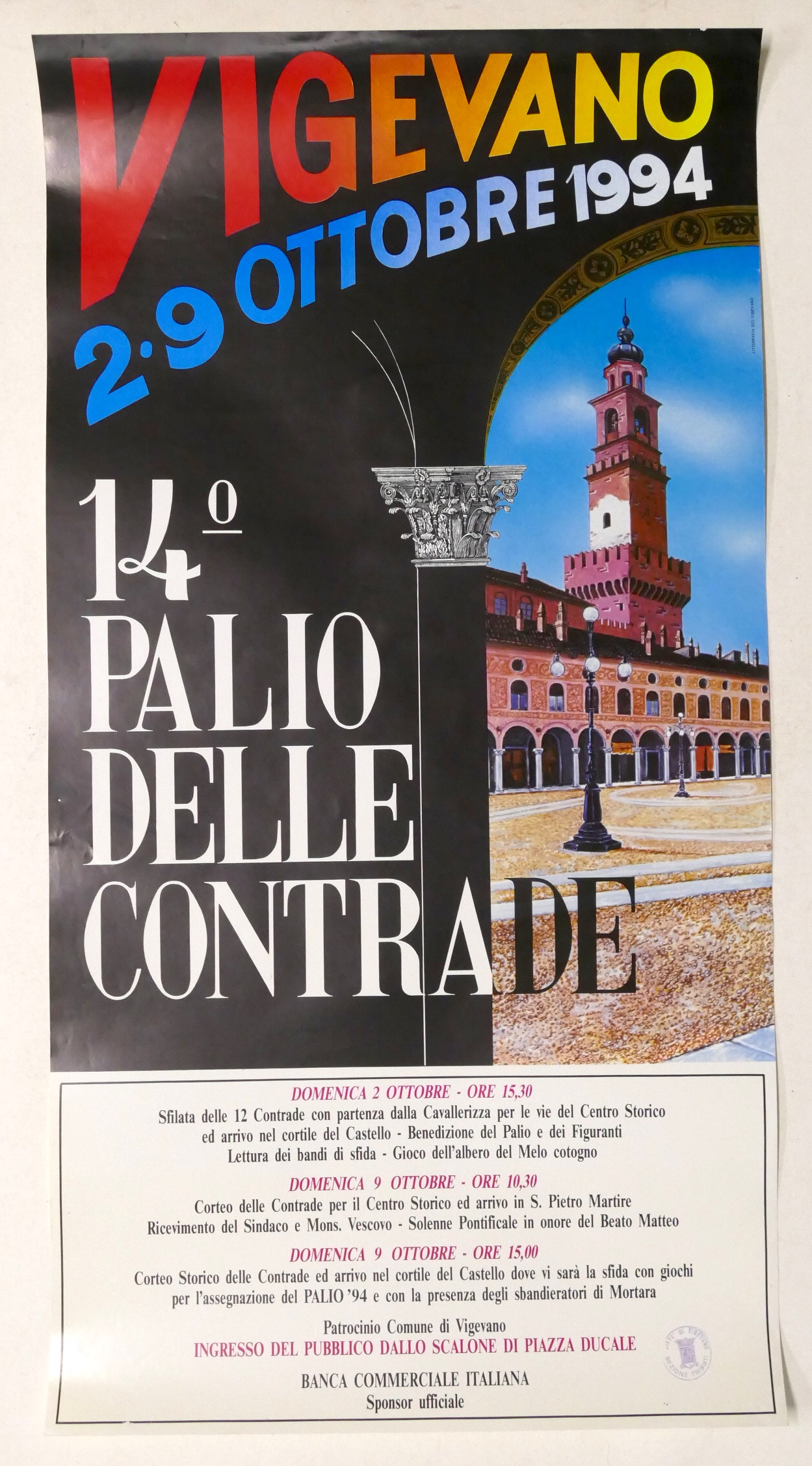 Manifesto 14° Palio delle Contrade di Vigevano - 1994