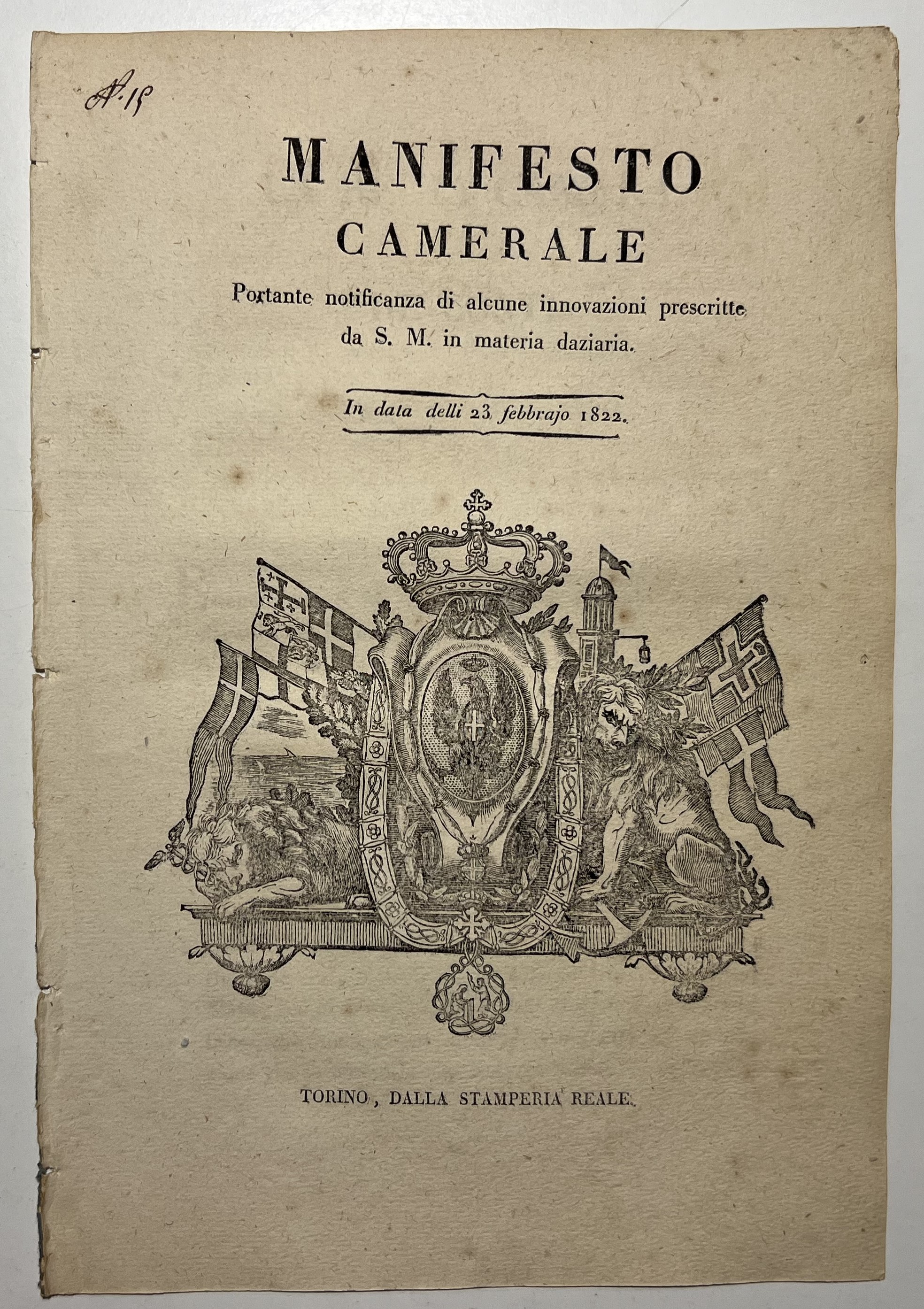 Manifesto Camerale - Alcune innovazioni in materia daziaria - 23 …