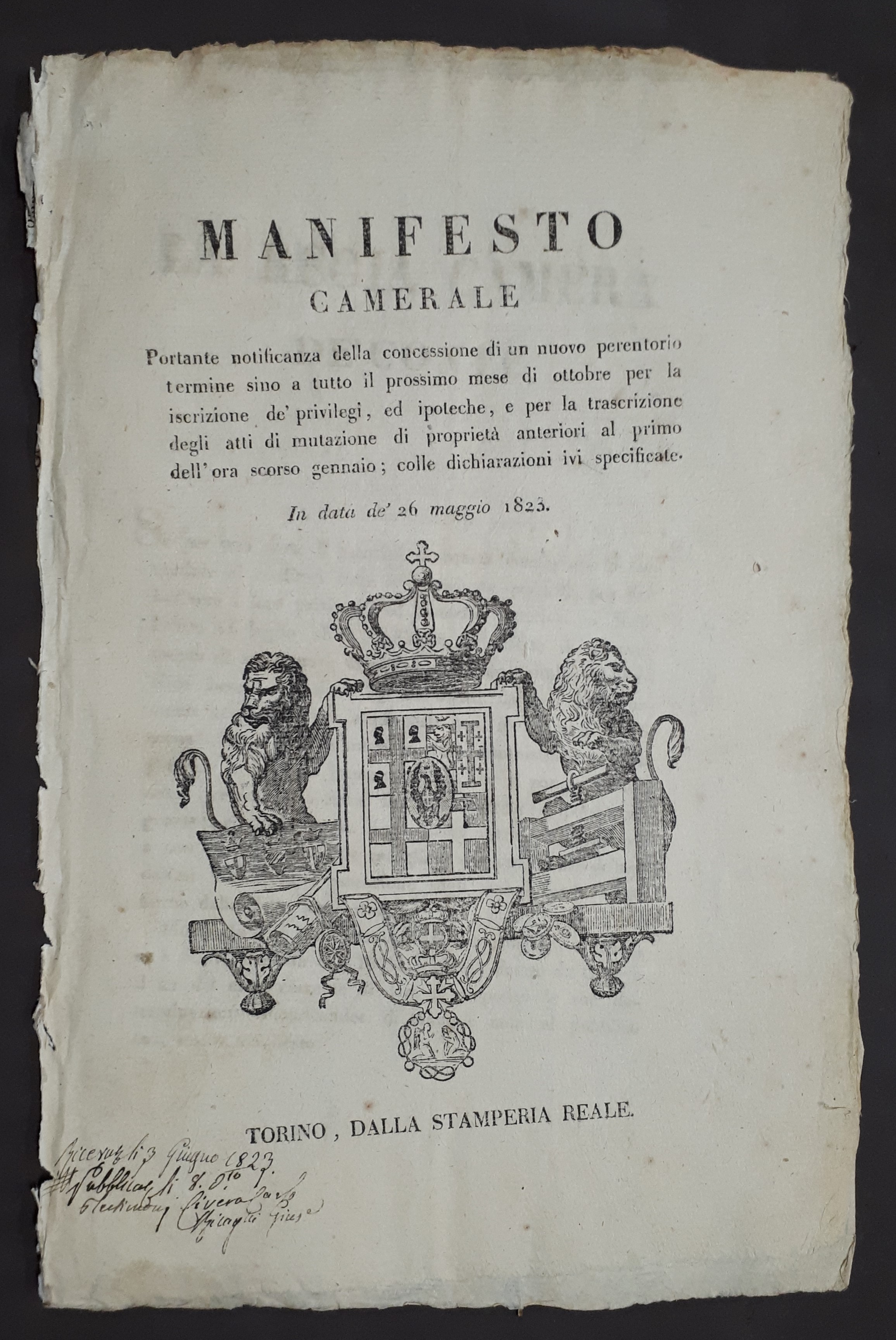 Manifesto Camerale - Privilegi ipoteche, atti mutazione di proprietà - …