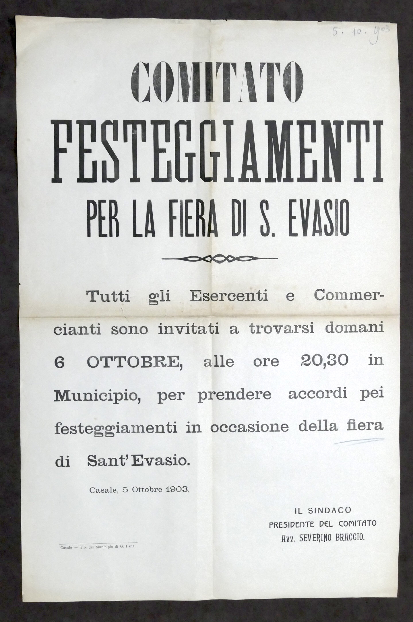 Manifesto Città di Casale - Comitato Festeggiamenti per Fiera di …