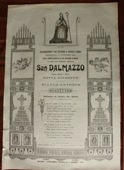 Manifesto devozionale Manta Saluzzo - San Dalmazzo - preghiera devoti …