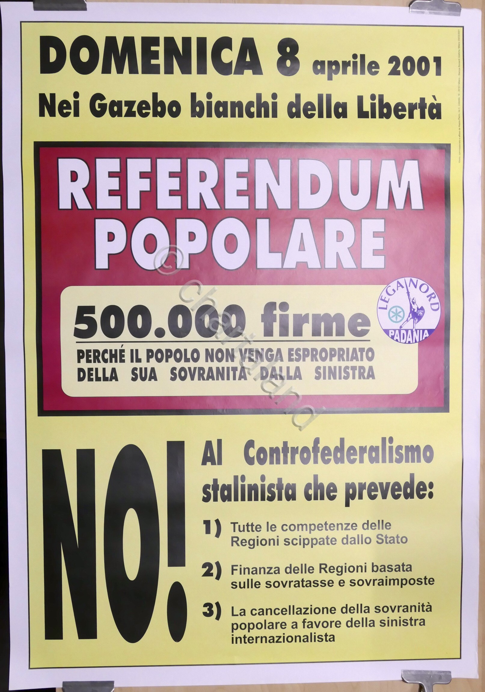 Manifesto Lega Nord - Referendum popolare - 2001