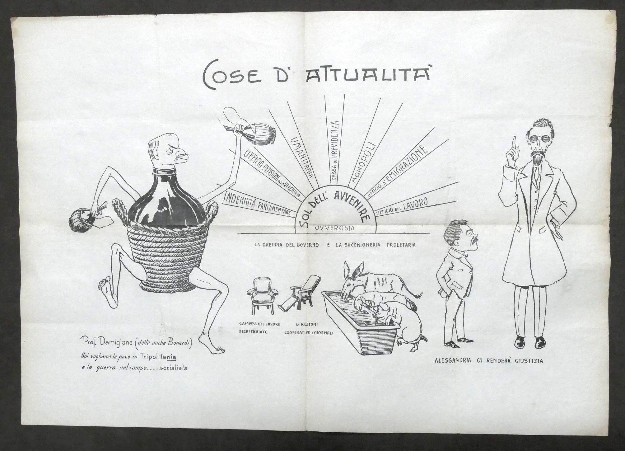 Manifesto Satira Politica - Cose d'Attualità - 1912 ca.