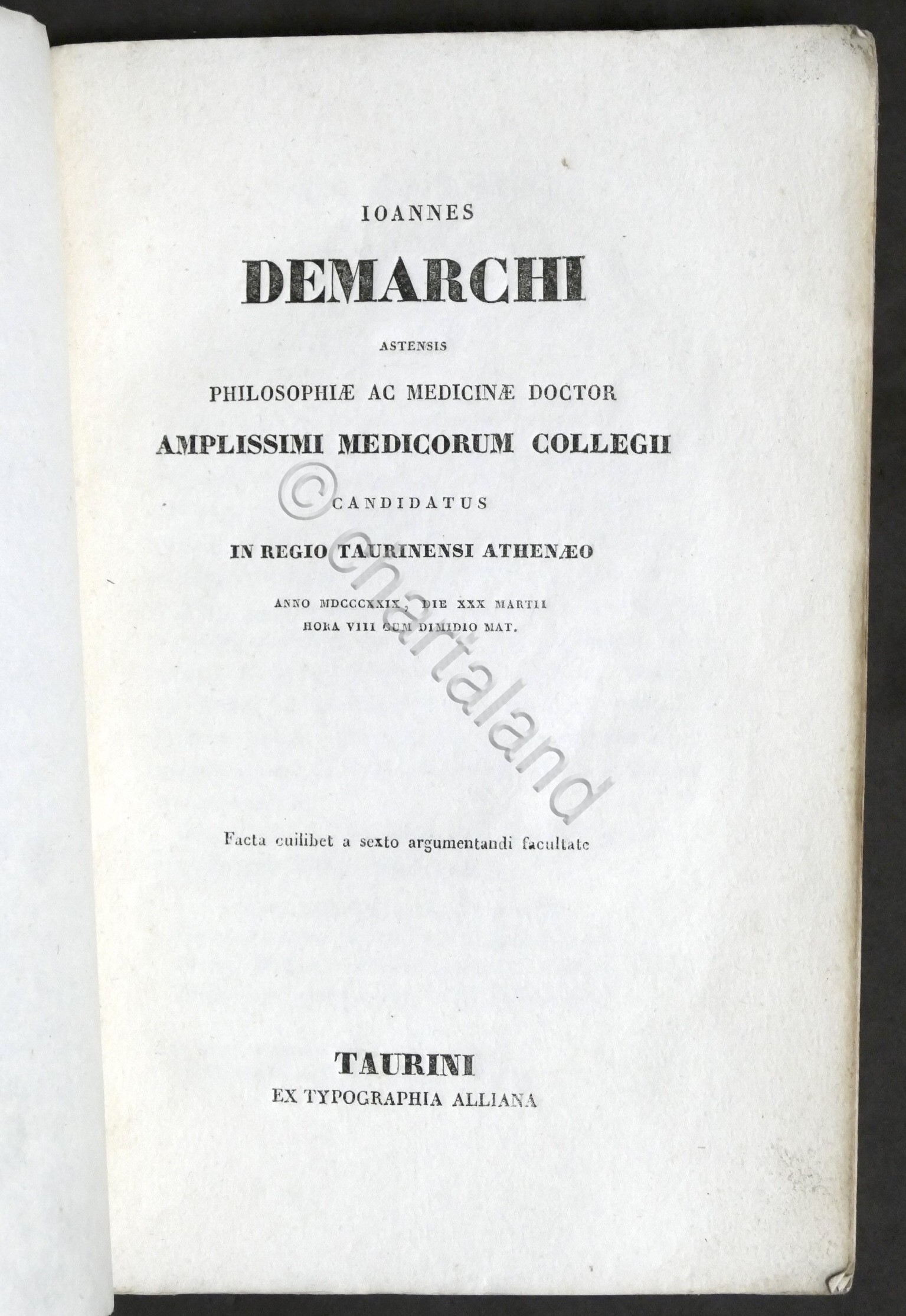 Medicina - Ioannes Demarchi Astensis philosophiae ac medicinae - 1^ …