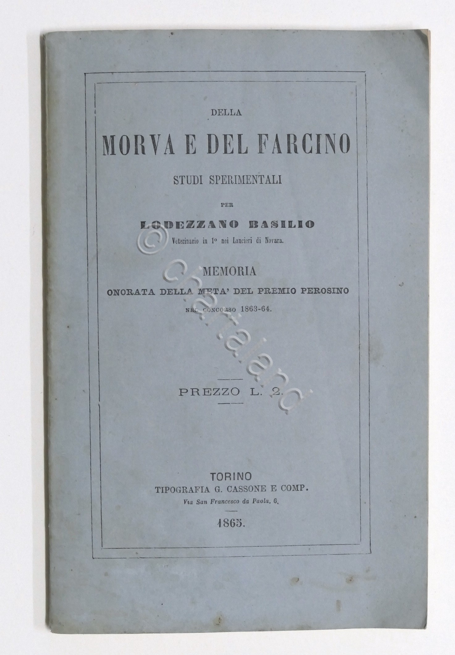 Medicina Veterinaria - Della morva e del farcino - Studi …
