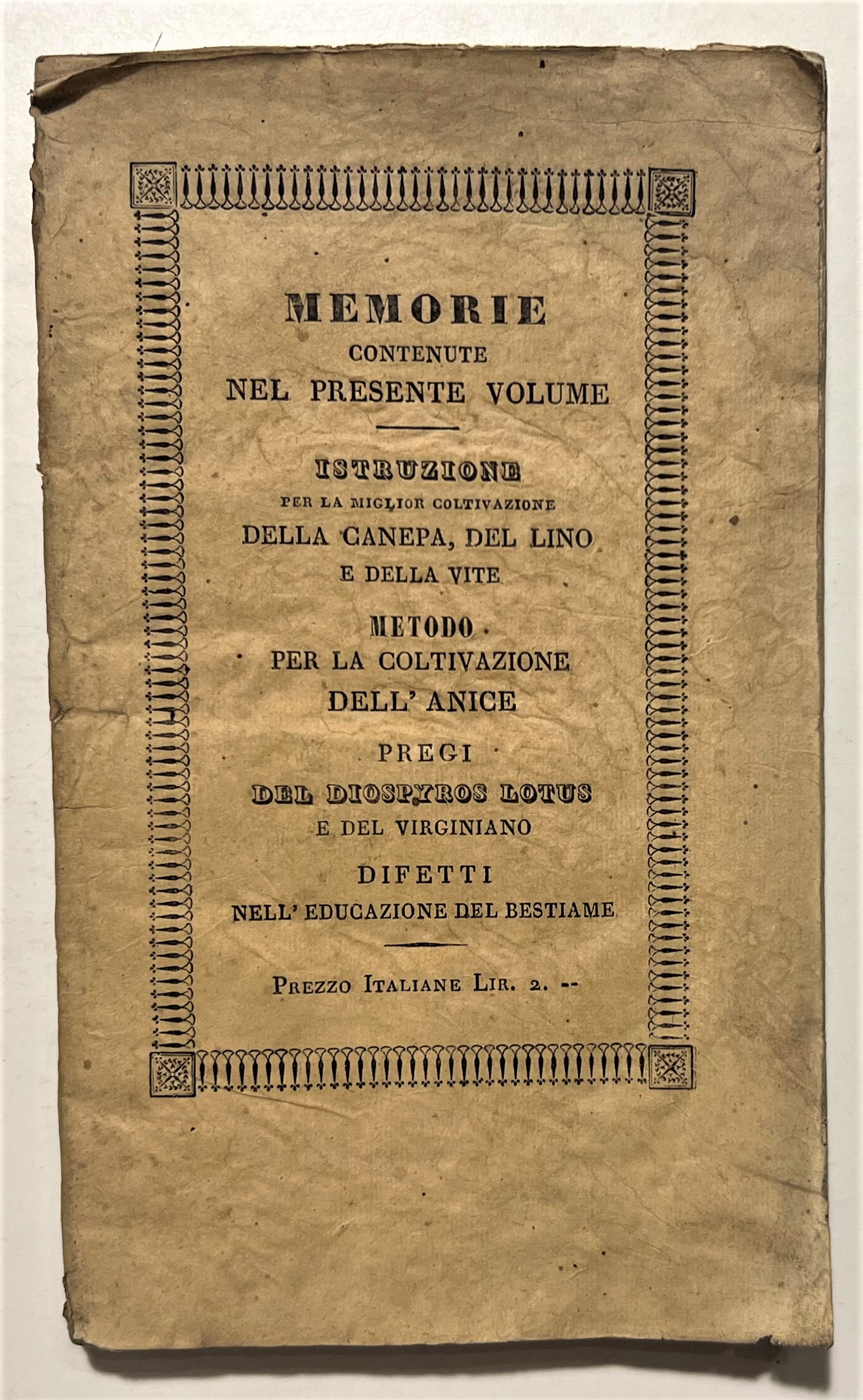 Memorie Varie risguardanti la Migliore Agricoltura - ed. 1841