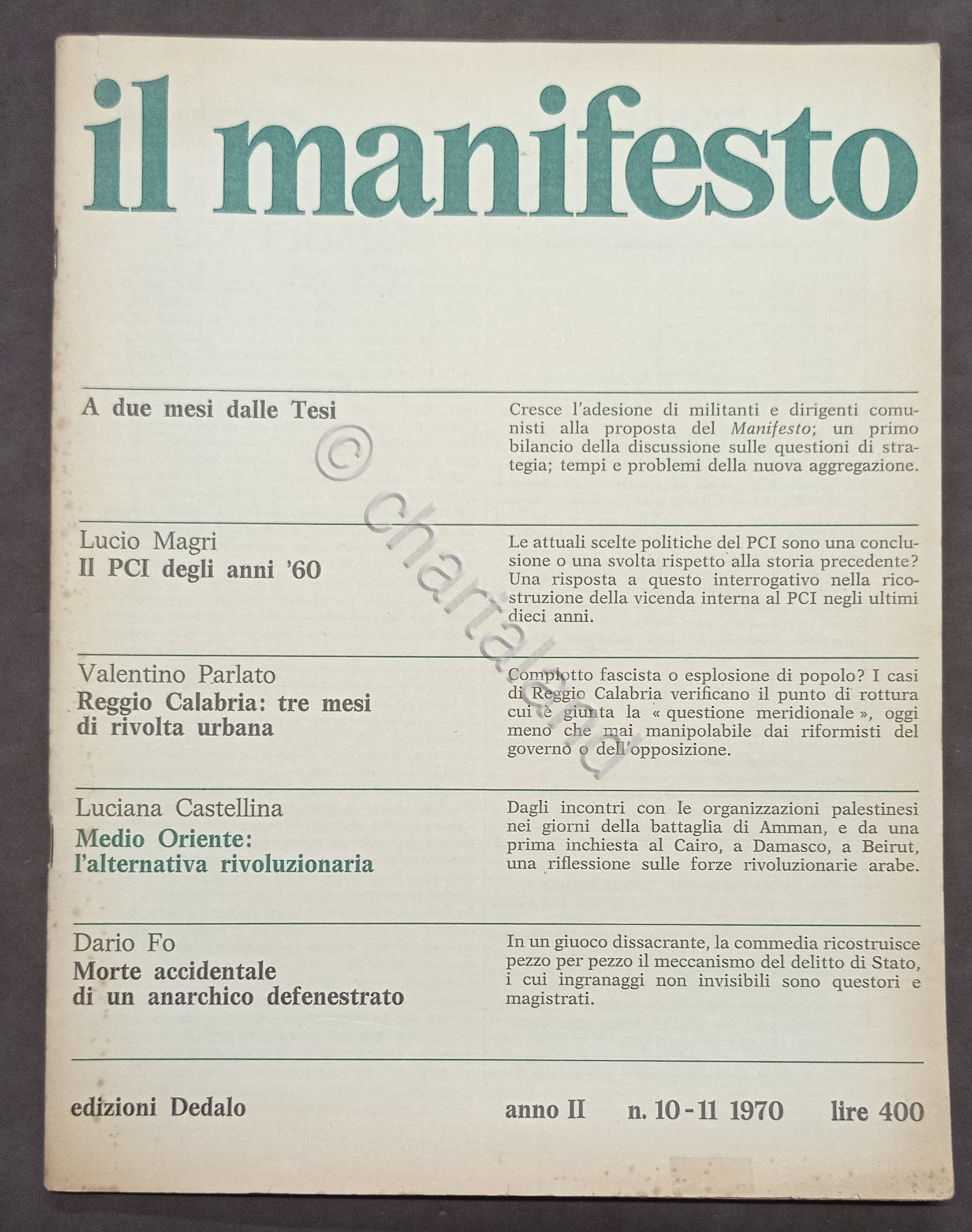 Mensile diretto da L. Magri e R. Rossanda - Il …