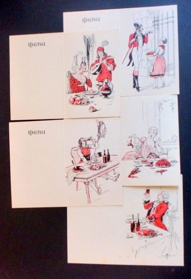 Menù - Serie illustrata - 5 cartoline menù