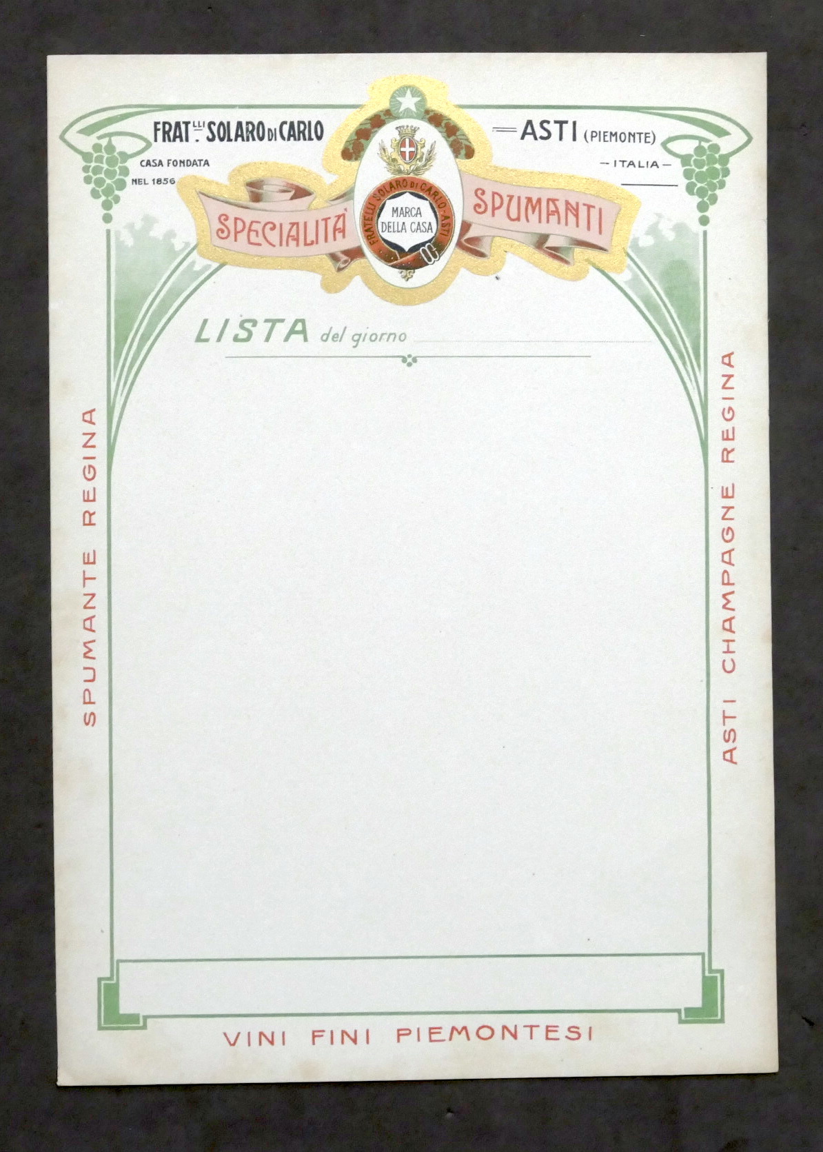 Menu F.lli Solaro di Carlo - Asti - Vini e …