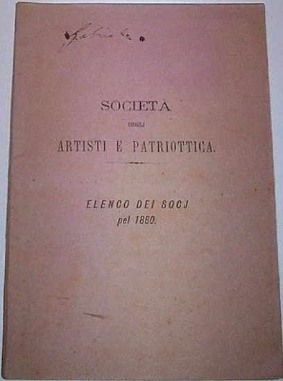 Milano - Elenco Soci Società Artisti e Patriottica 1880