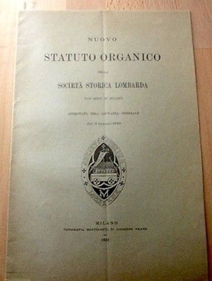Milano - Nuovo Statuto Organico Società Storica Lombarda - 1888