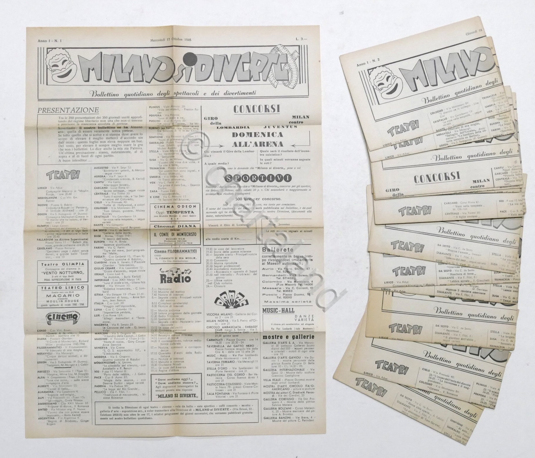 Milano si Diverte Bollettino quotidiano spettacoli divertimenti Anno I completo