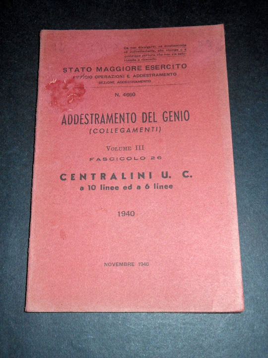 Militaria Addestramento del Genio Centralini U.C. a 10 e a …