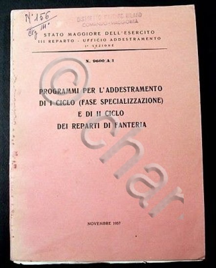 Militaria Addestramento I /II ciclo Fanteria - 1957