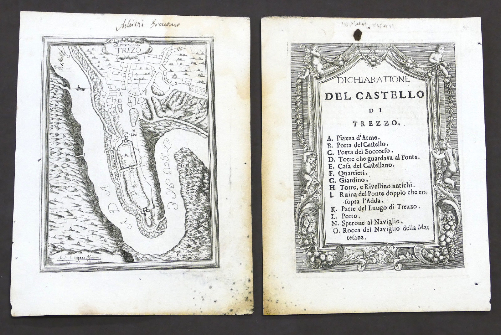 Stampa fortificazioni - Pianta Castello di Trezzo - G.B. Sesti …