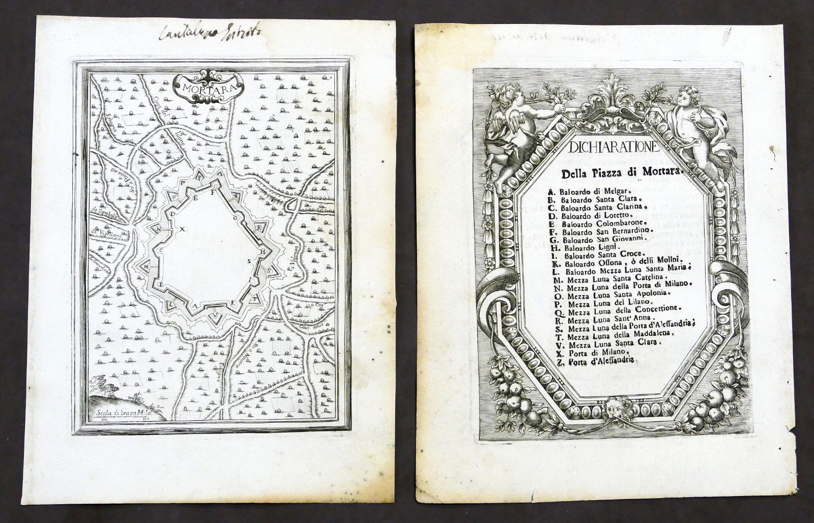 Stampa fortificazioni - Pianta città di Mortara - G.B. Sesti …