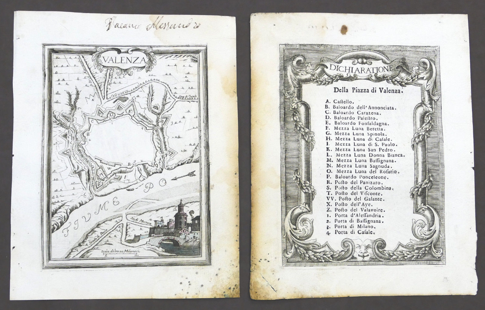 Stampa fortificazioni - Pianta di Valenza - G.B. Sesti - …