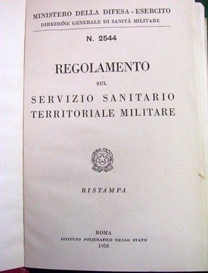 Militaria Regolamento Servizio Sanitario Militare 1958